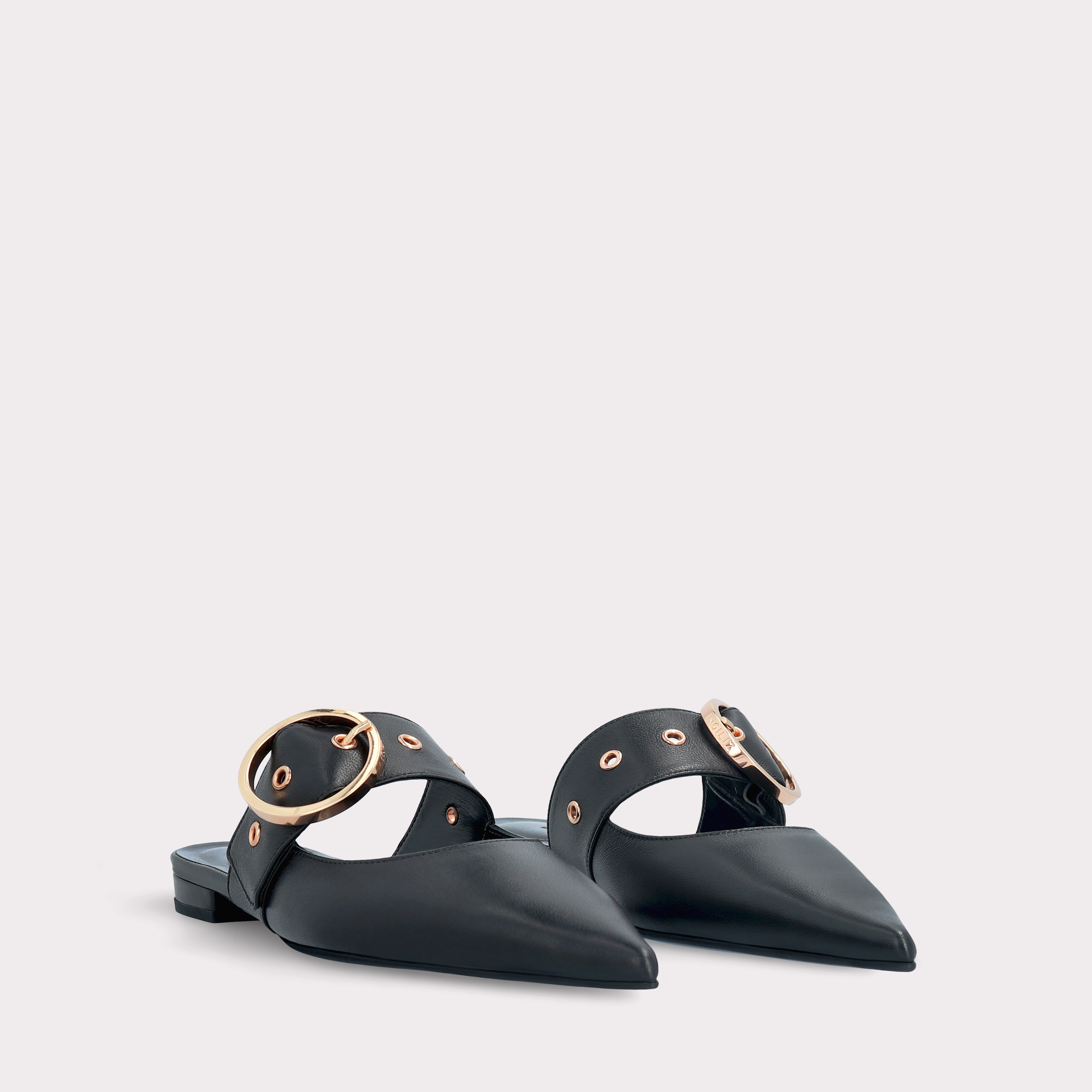 MAISIE BLACK LEATHER MULES