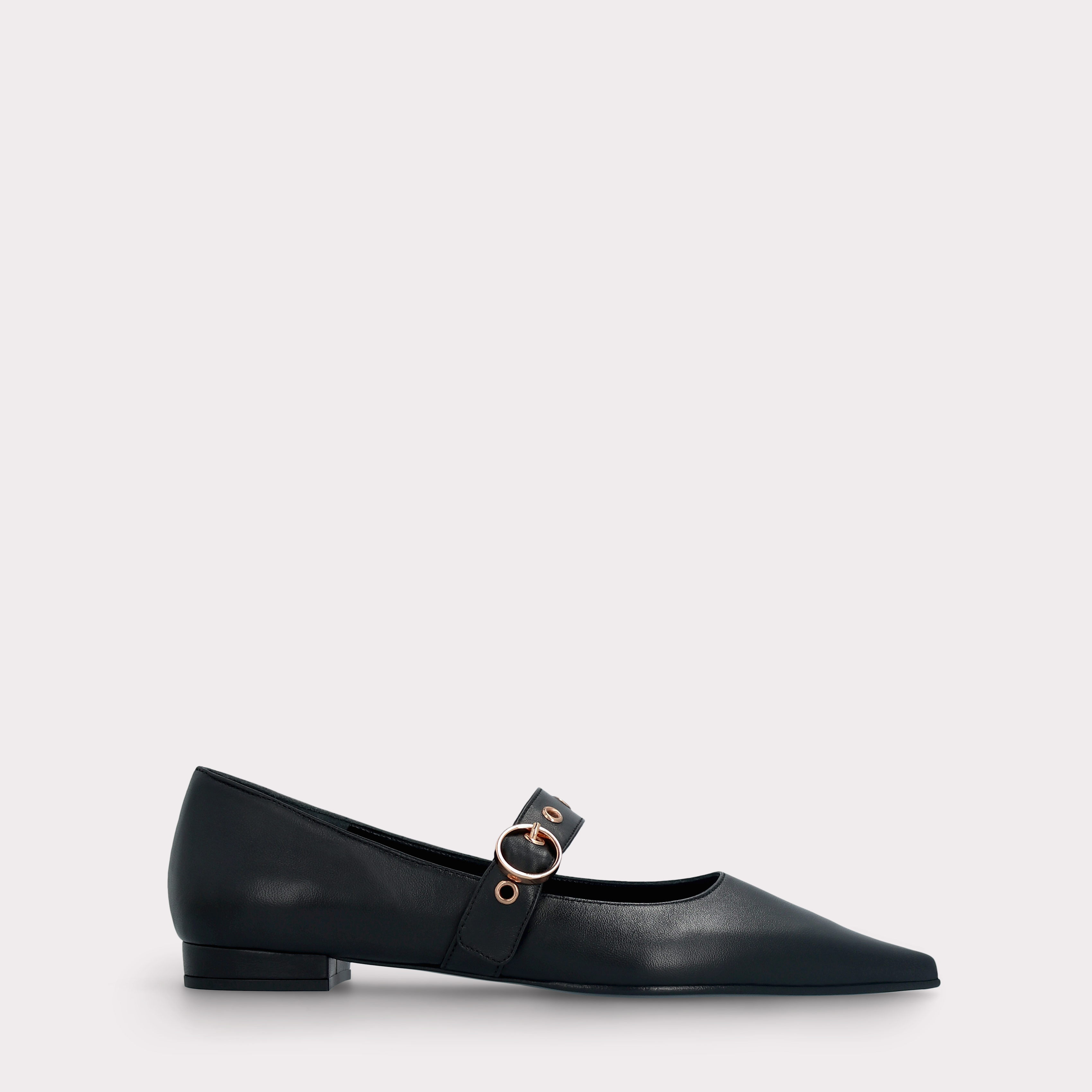 MAGGIE BLACK LEATHER BALLERINAS