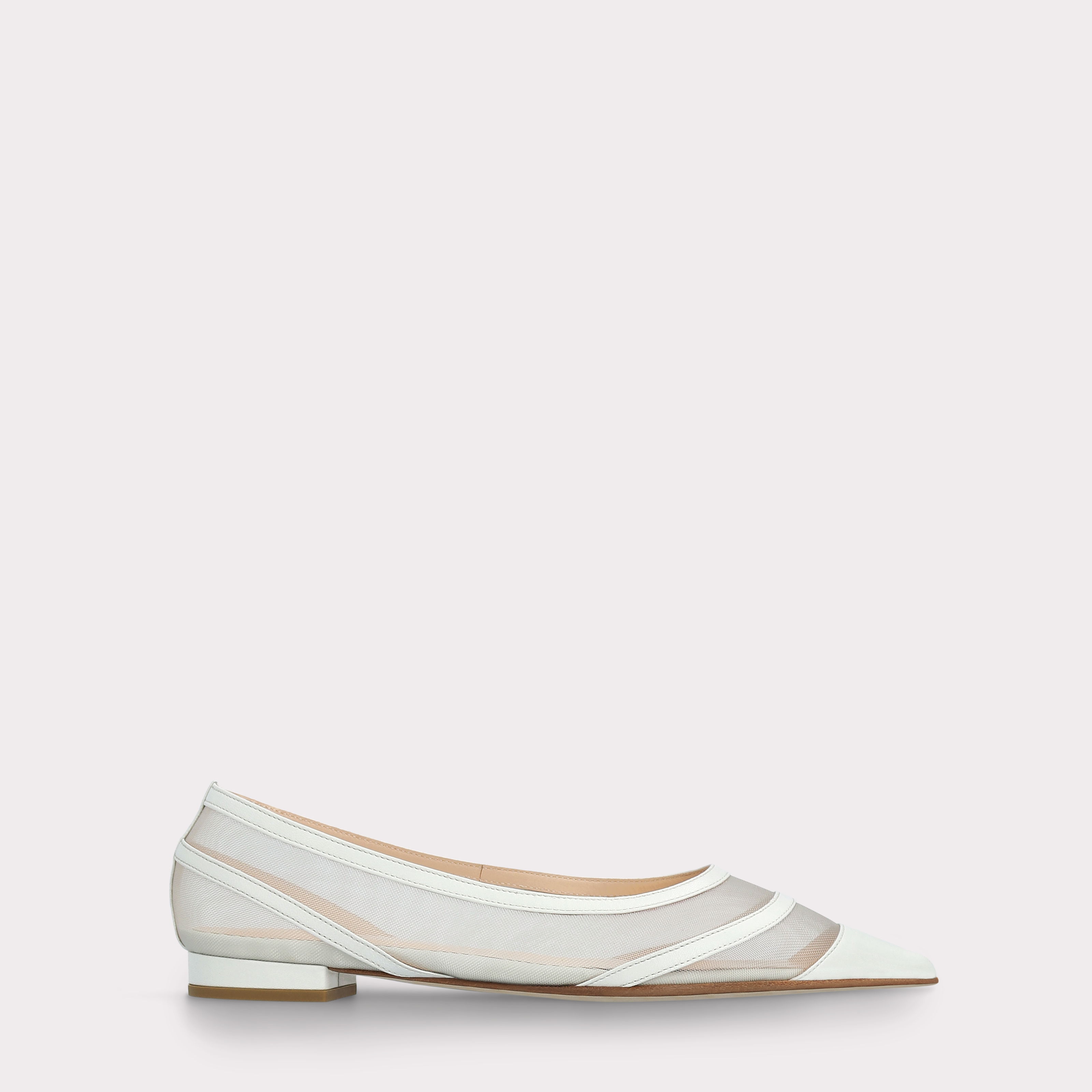 MAYA WHITE LEATHER AND MESH BALLERINAS