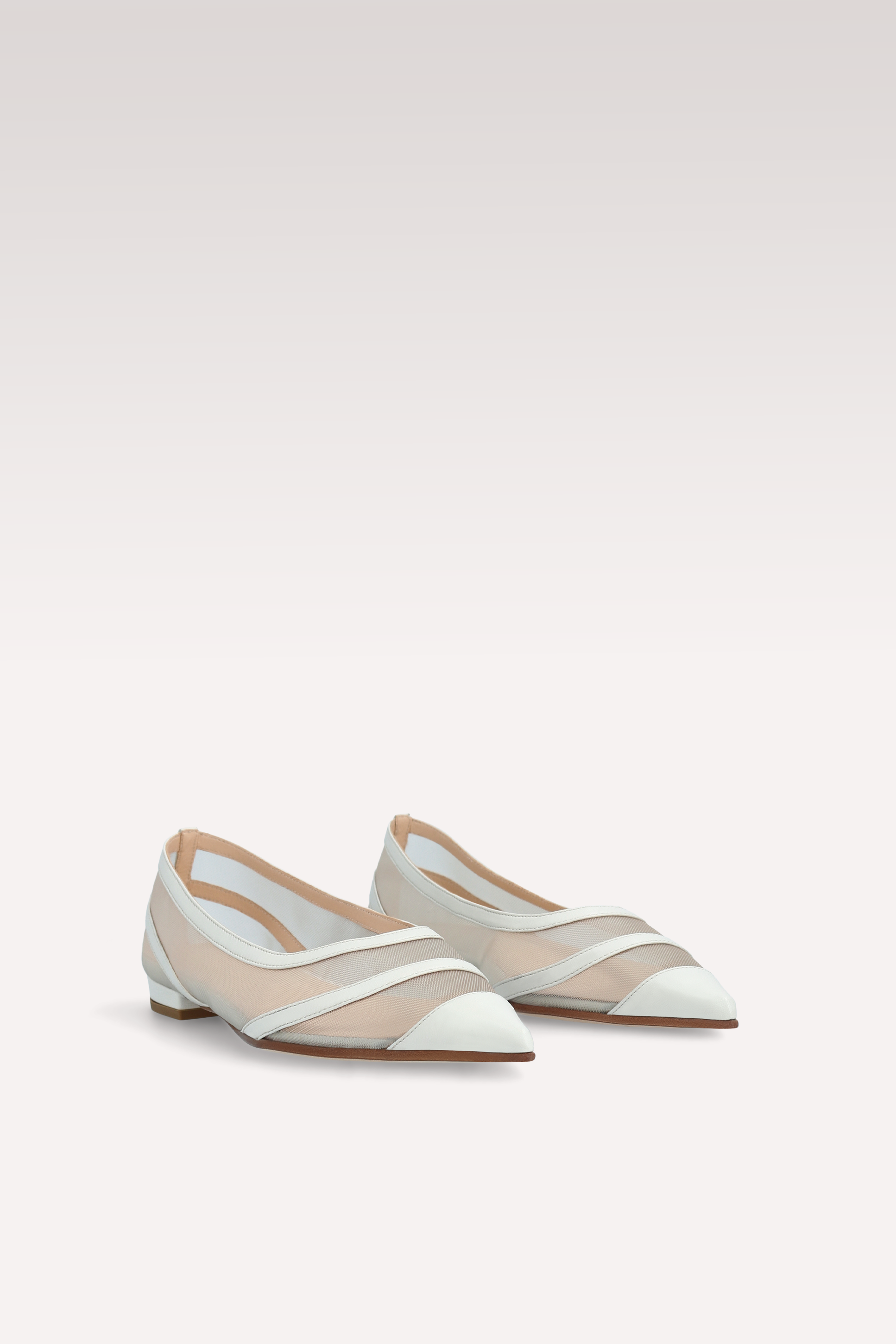 MAYA WHITE LEATHER AND MESH BALLERINAS