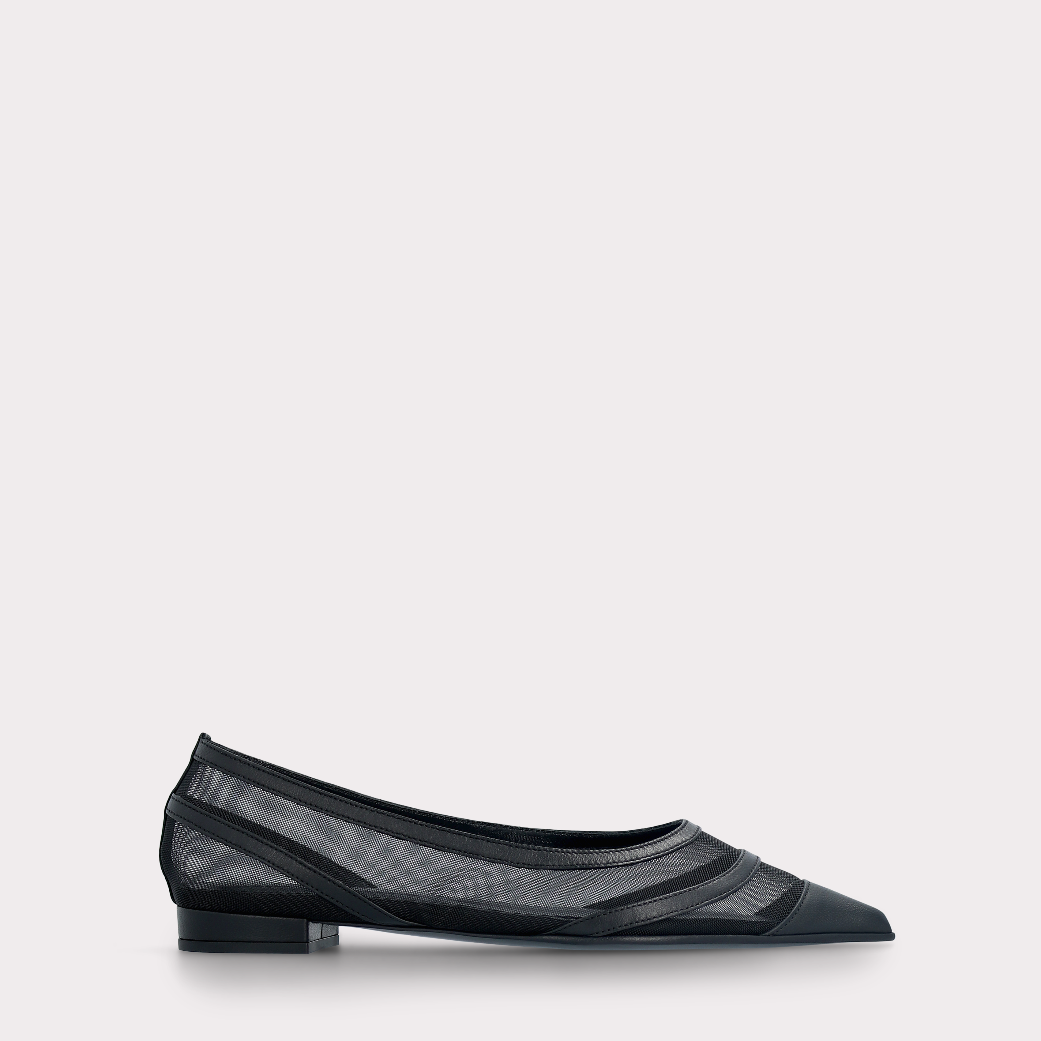 MAYA BLACK LEATHER AND MESH BALLERINAS