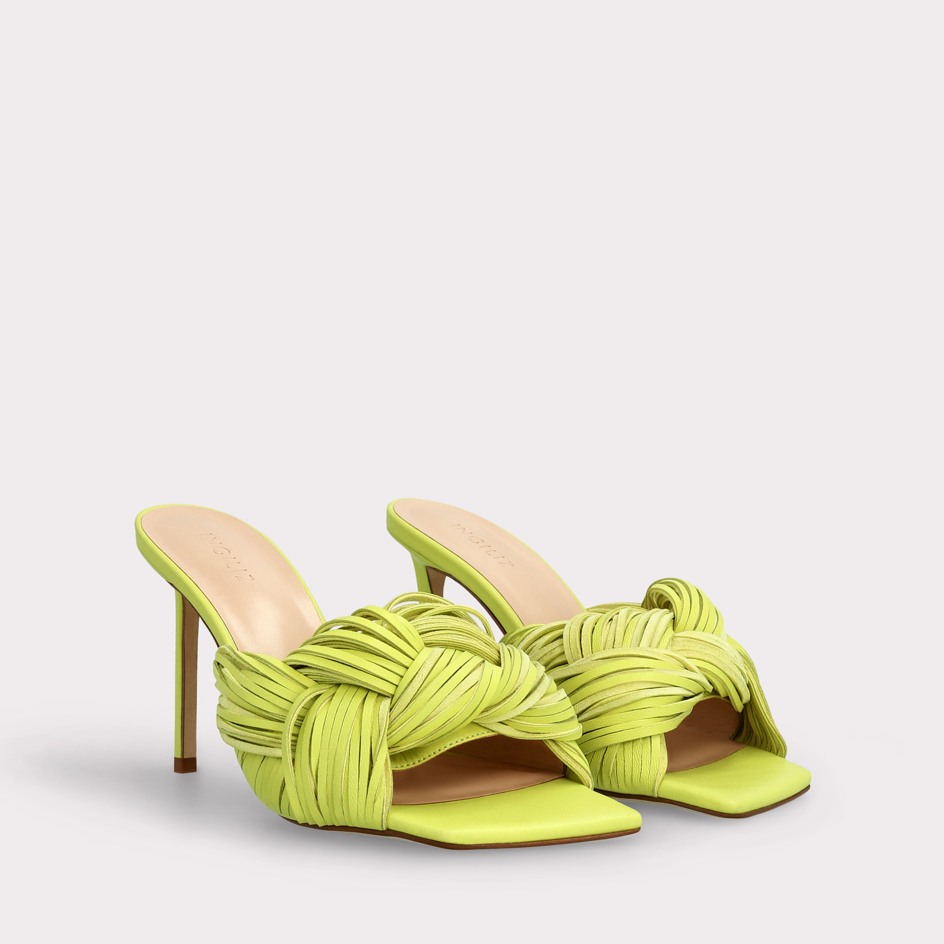 PENELOPE YELLOW LEATHER AND SUEDE MULE