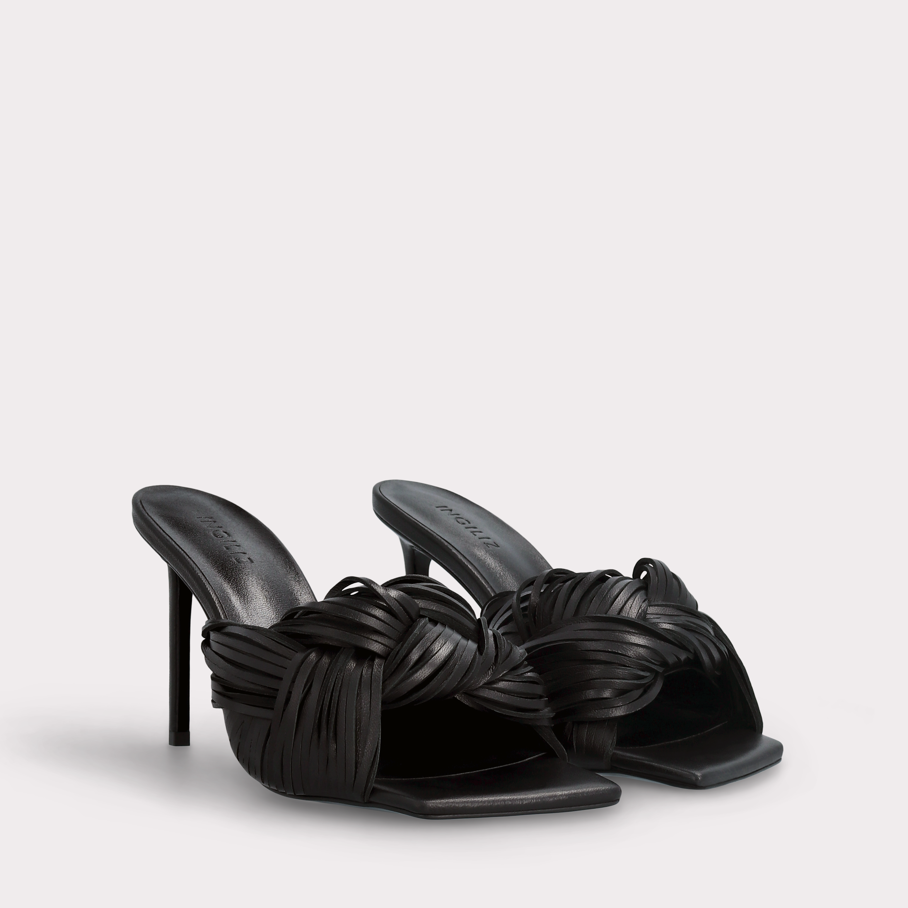 PENELOPE BLACK LEATHER MULES