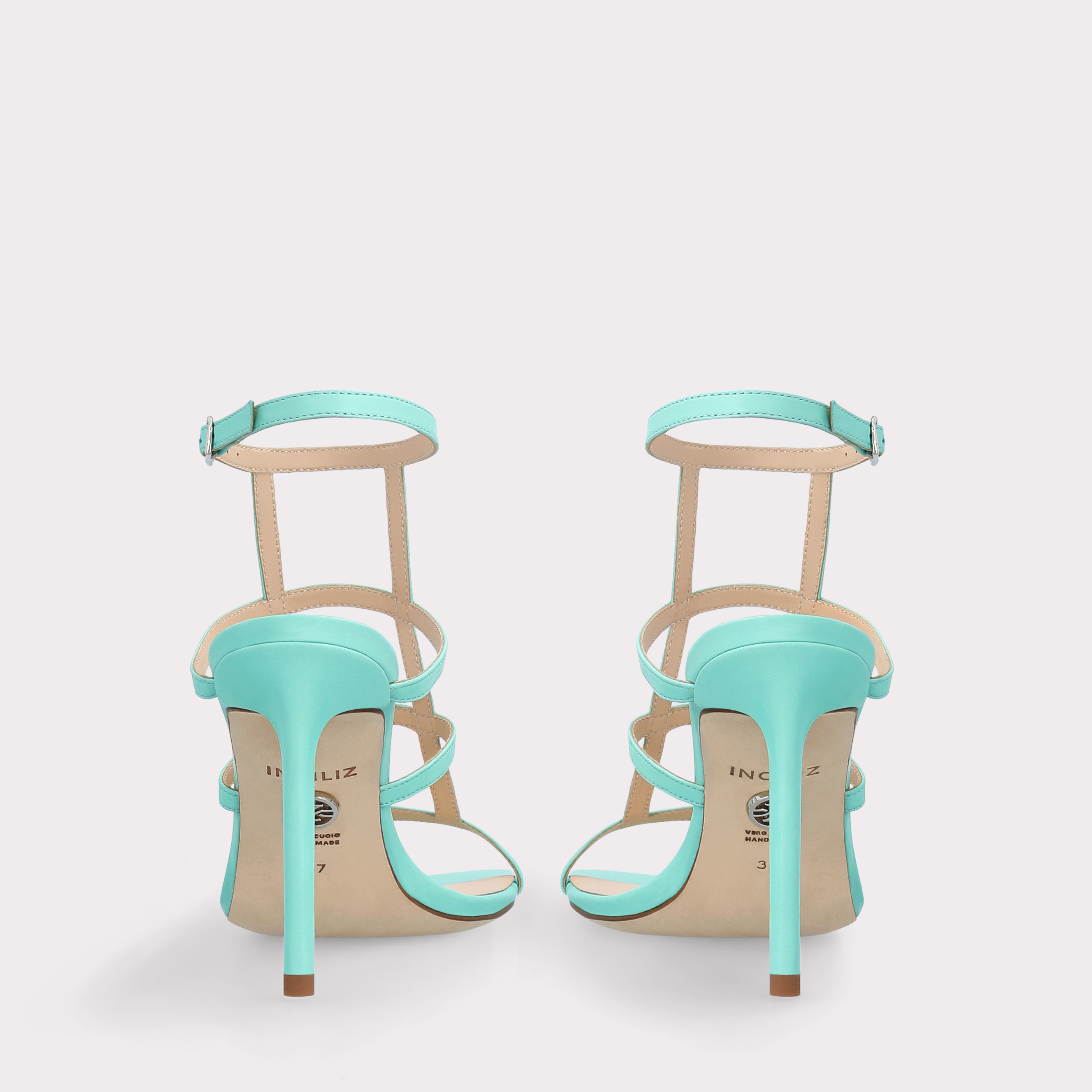 PAULA ICE GREEN LEATHER SANDALS