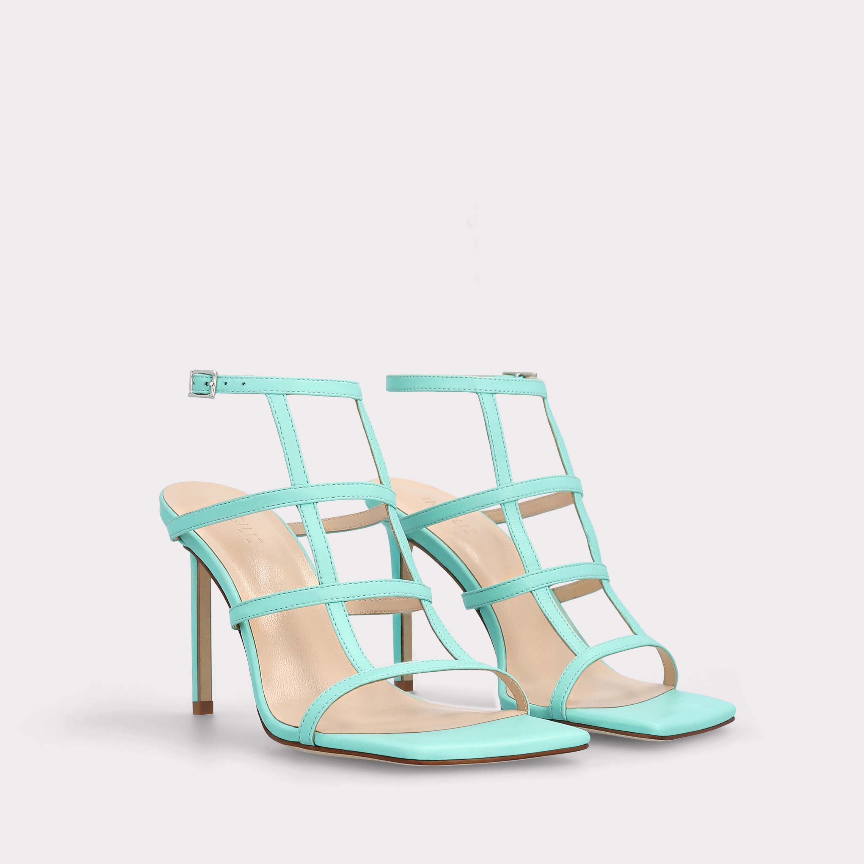 PAULA ICE GREEN LEATHER SANDALS