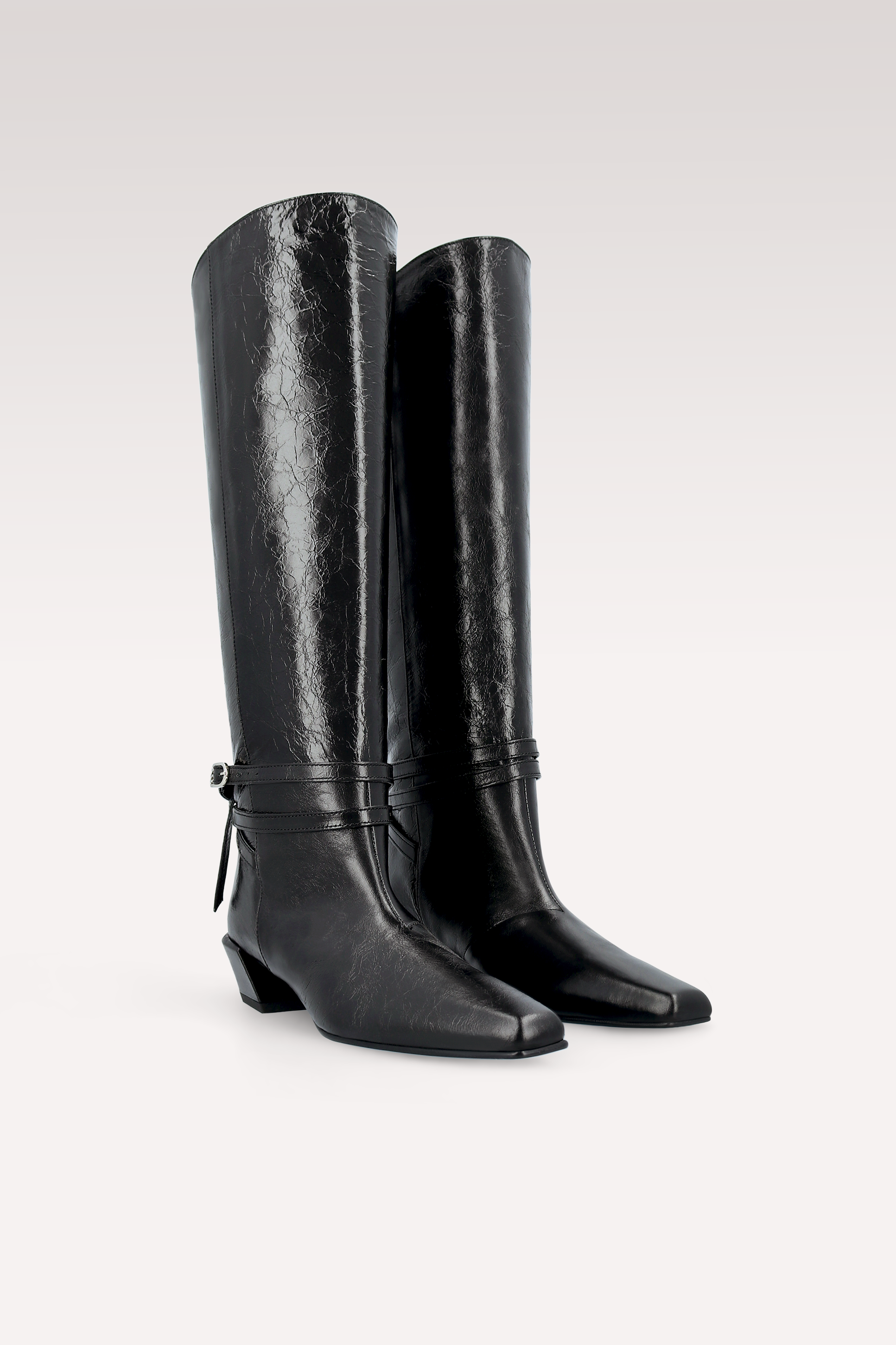 EMMA BLACK WRINKLED NAPPA LEATHER BOOTS
