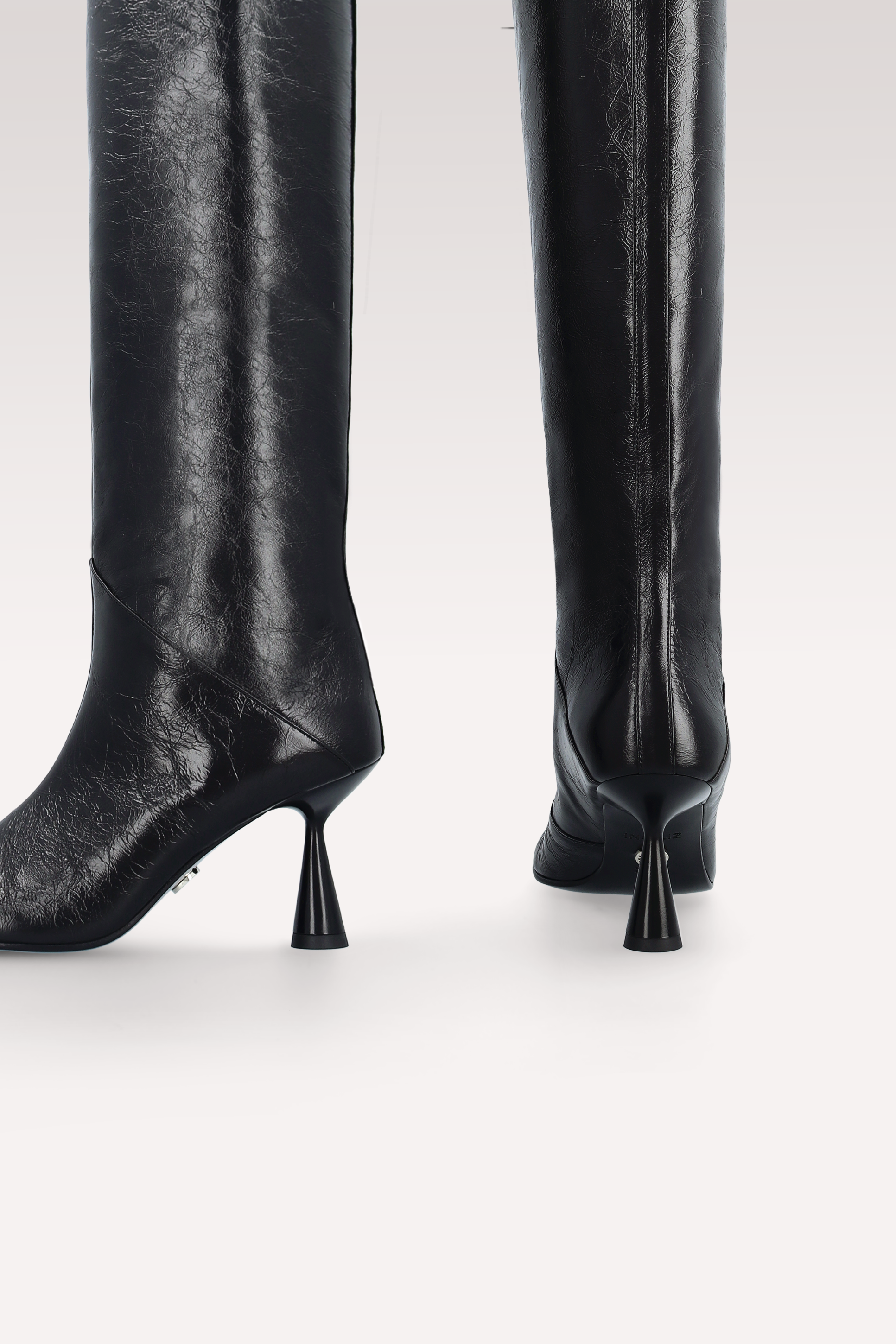 ZIGGY BLACK WRINKLED NAPPA LEATHER BOOTS
