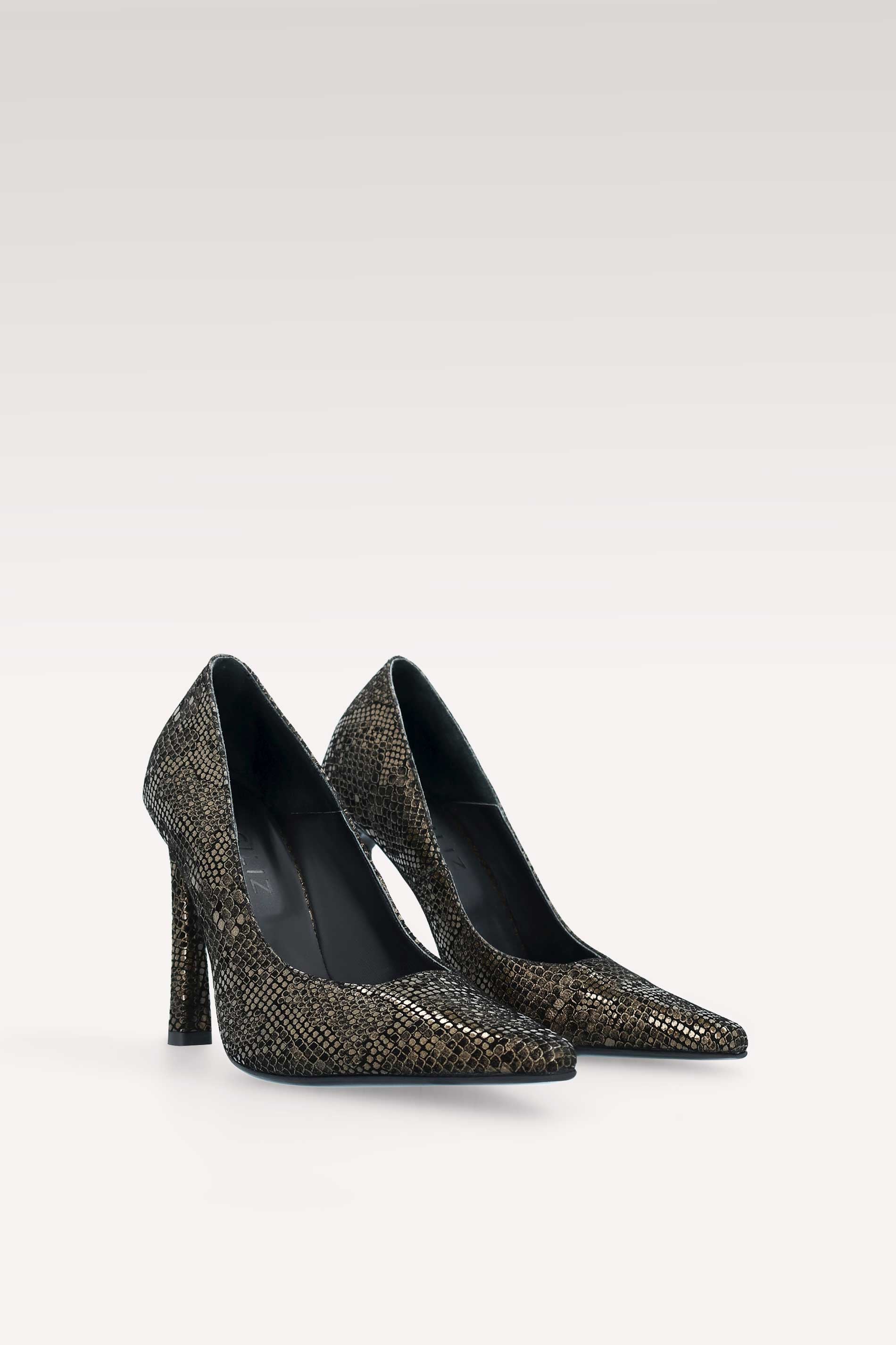 NAOMI GOLDEN PYTHON PRINT LEATHER PUMPS