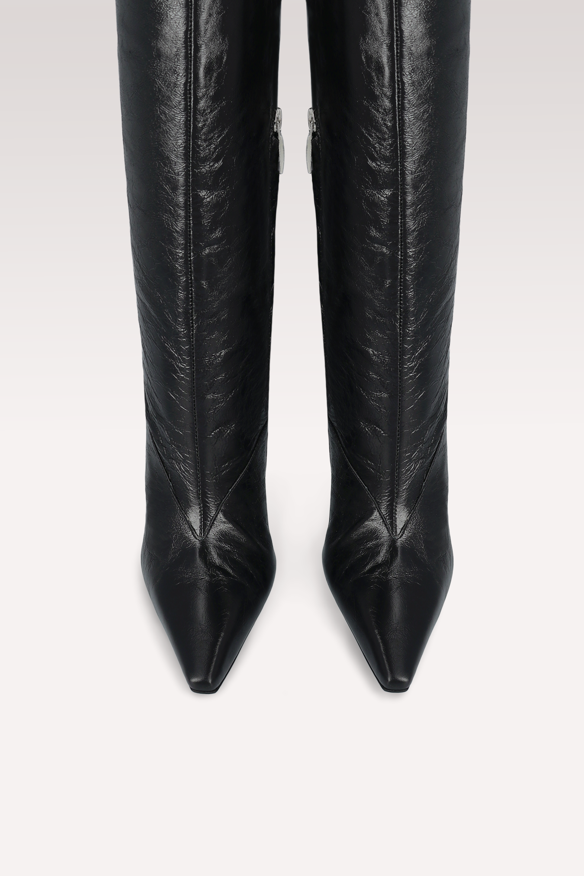 NADIA BLACK WRINKLED NAPPA OVER KNEE BOOTS