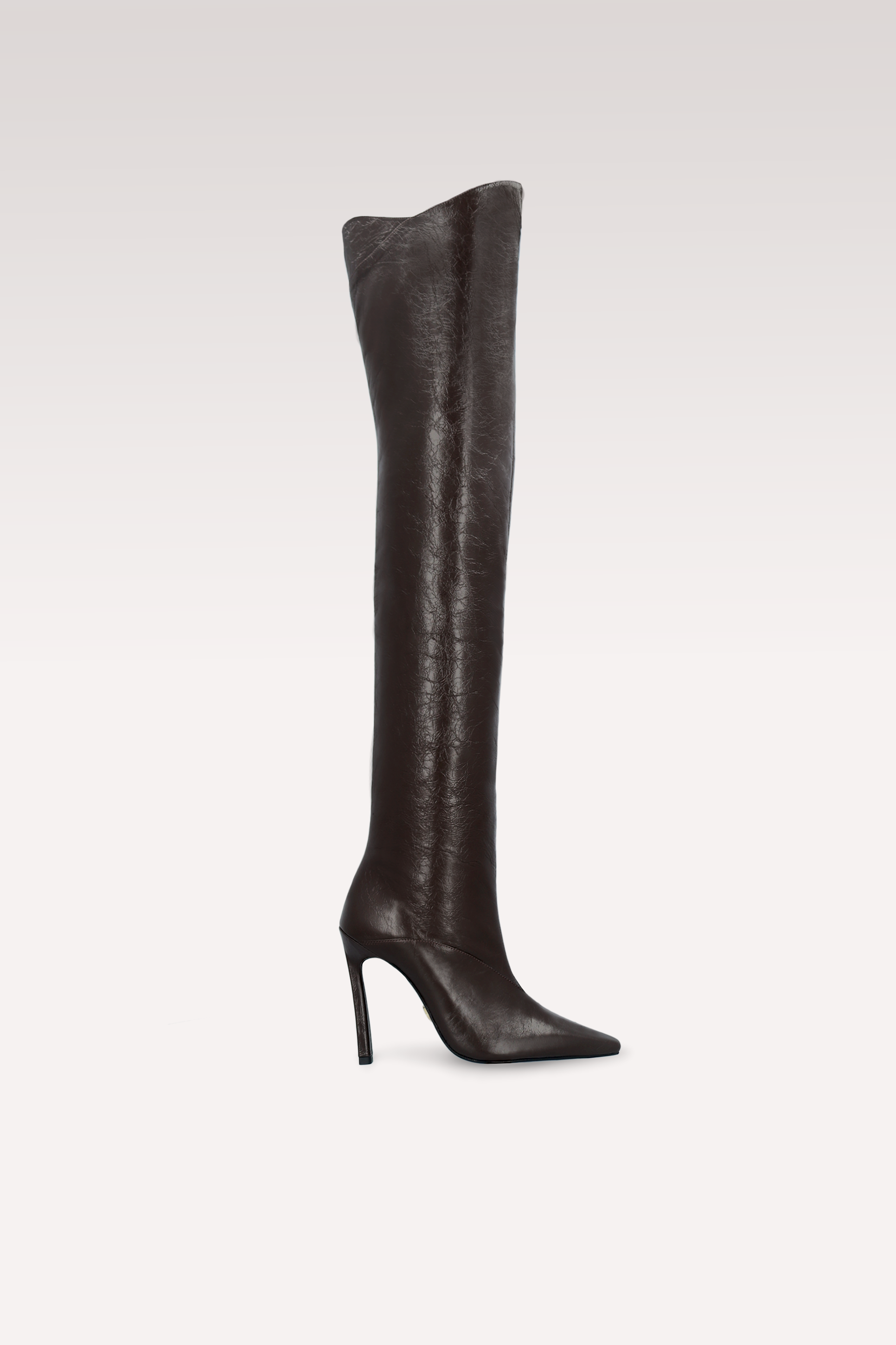 NADIA BROWN WRINKLED NAPPA OVER KNEE BOOTS