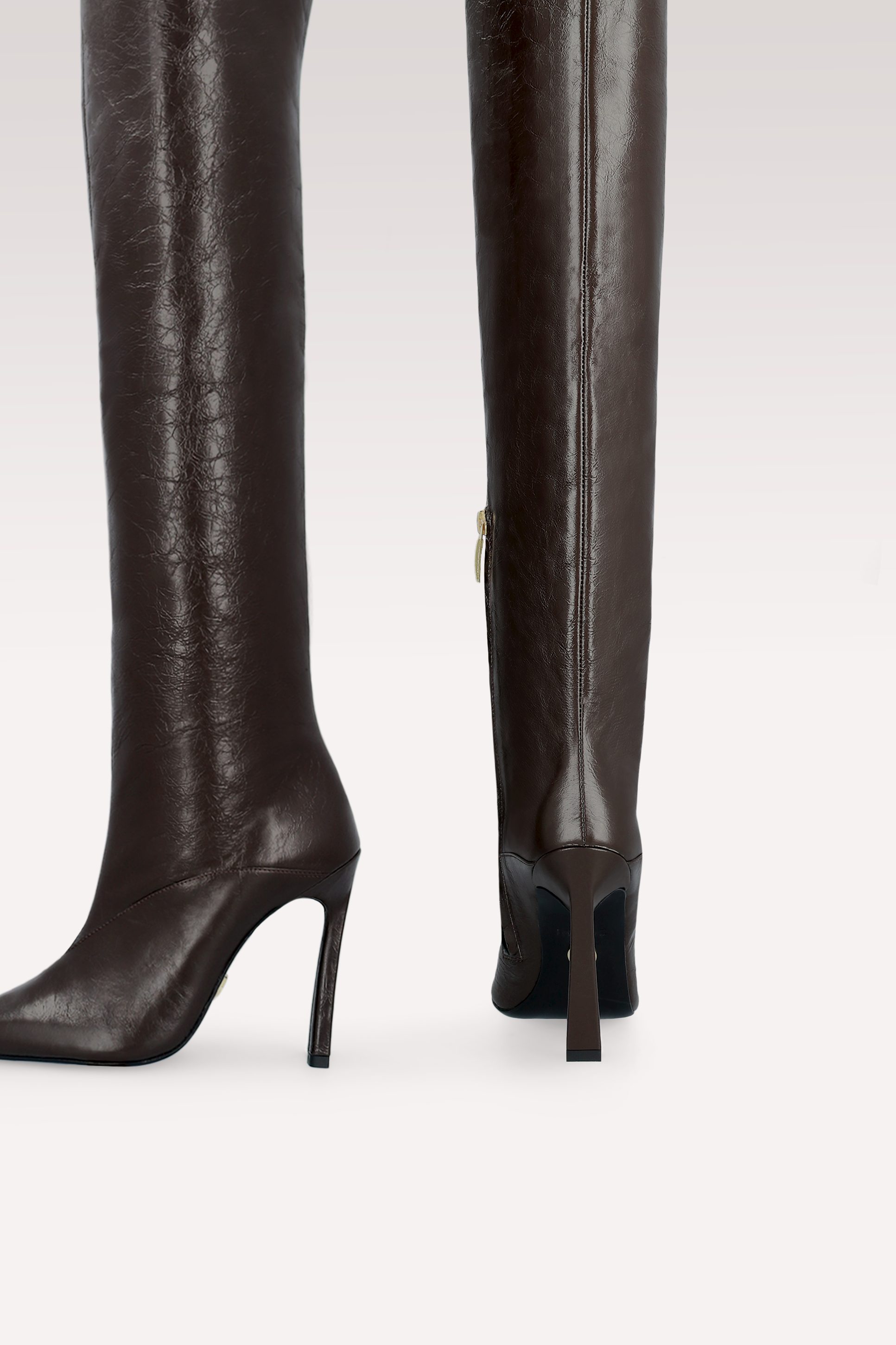 NADIA BROWN WRINKLED NAPPA OVER KNEE BOOTS