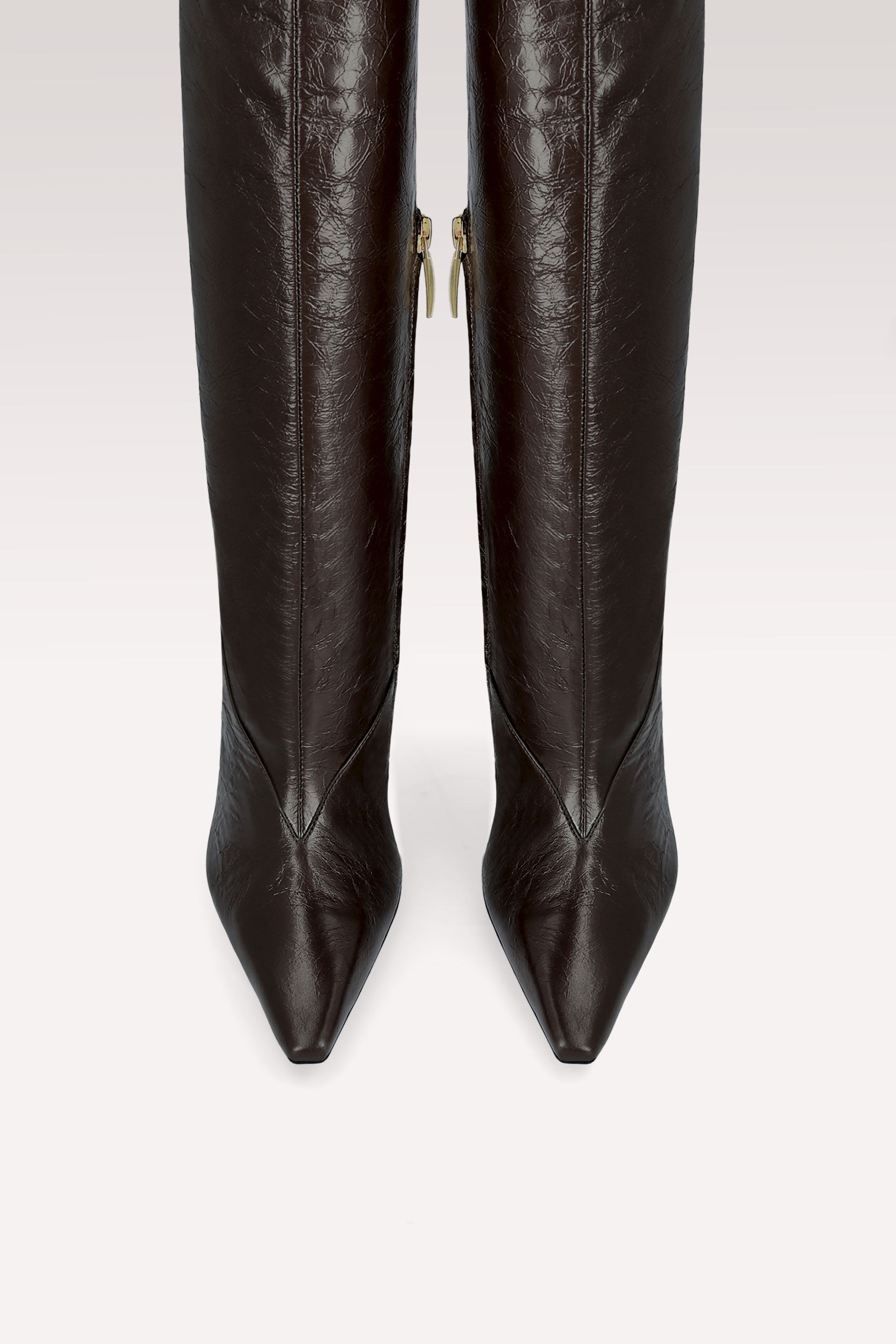 NADIA BROWN WRINKLED NAPPA OVER KNEE BOOTS