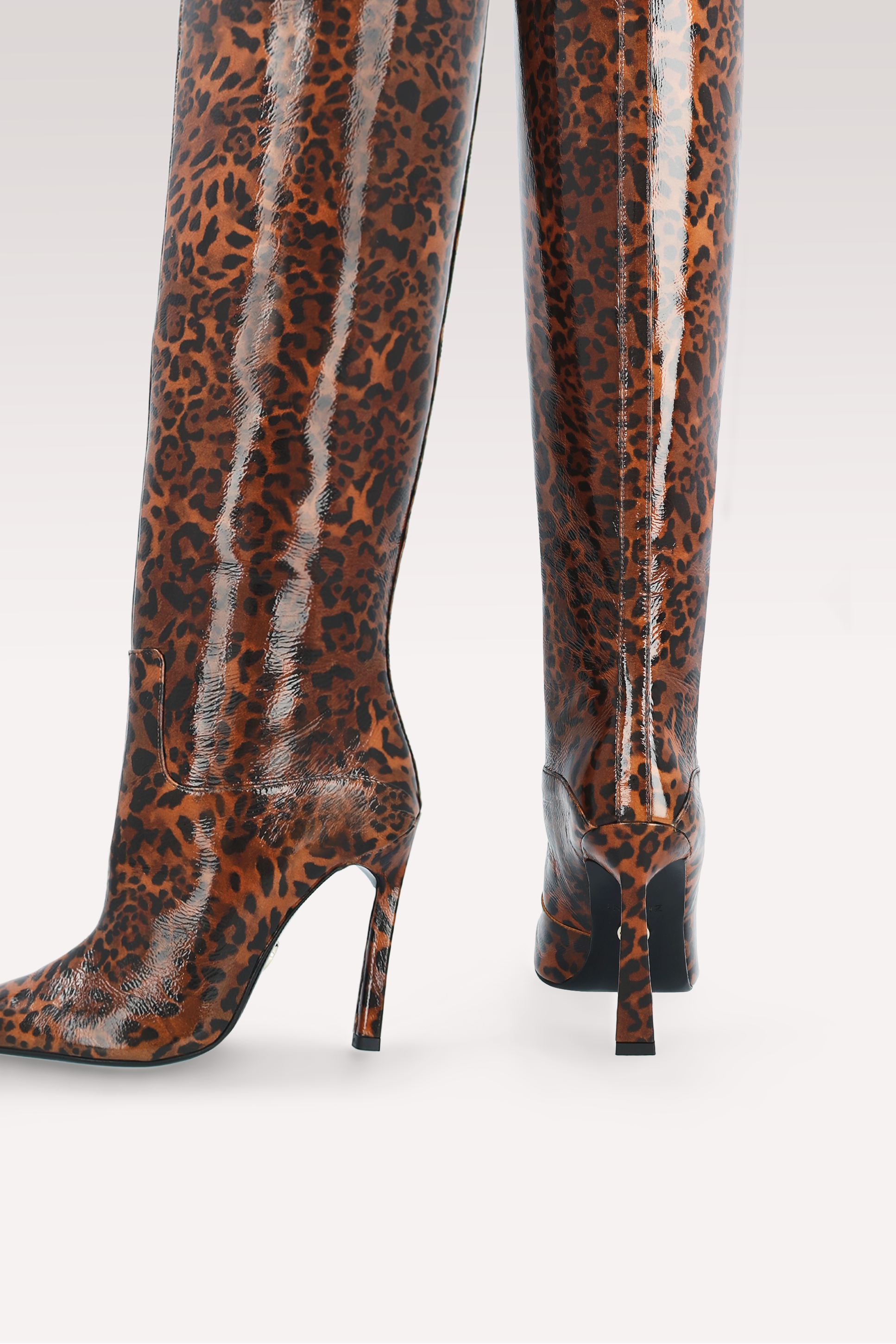 NATALIE BROWN LEOPARD PRINT LEATHER BOOTS