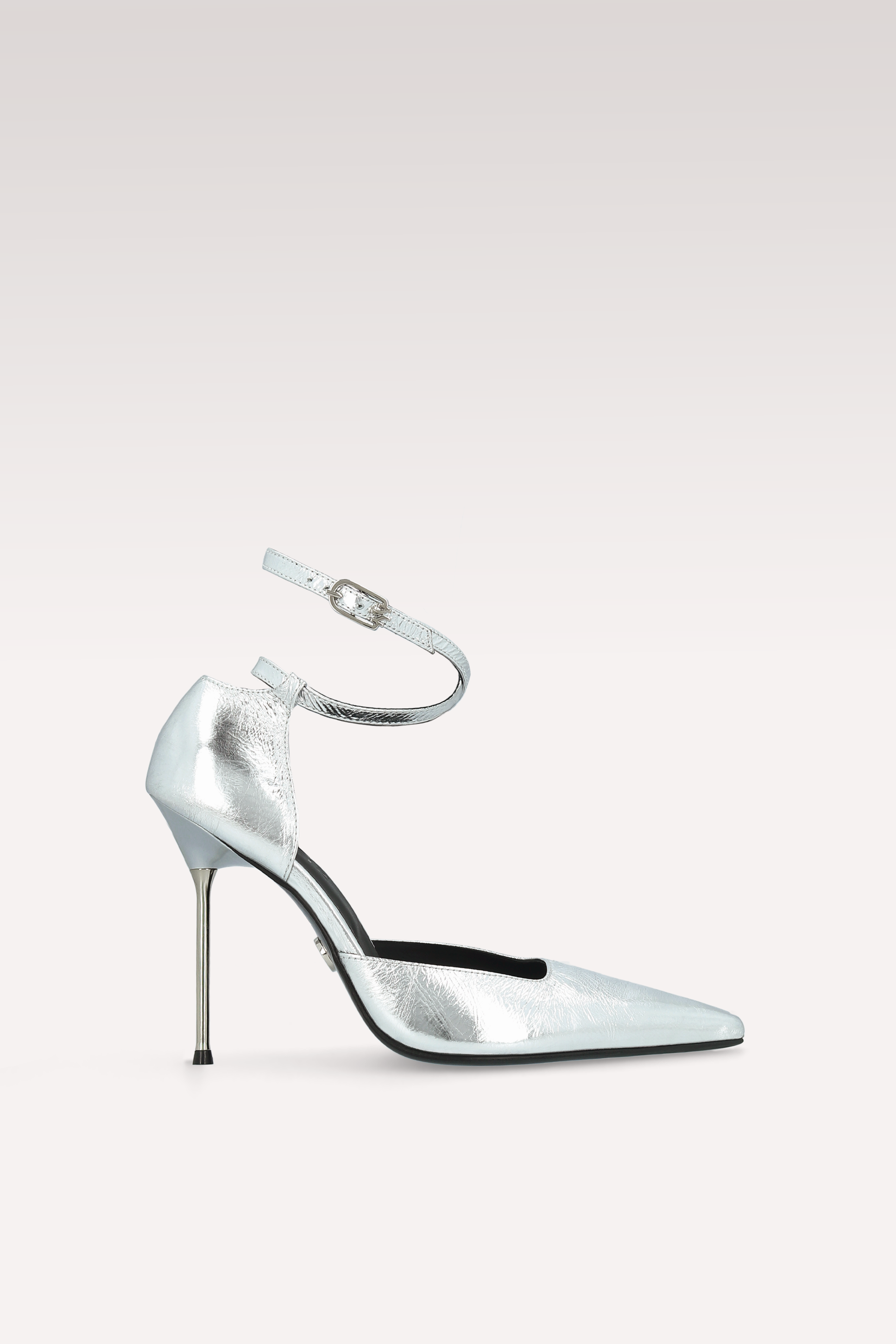 STAR SILVER METALLIC WRINKLED LEATHER PUMPS