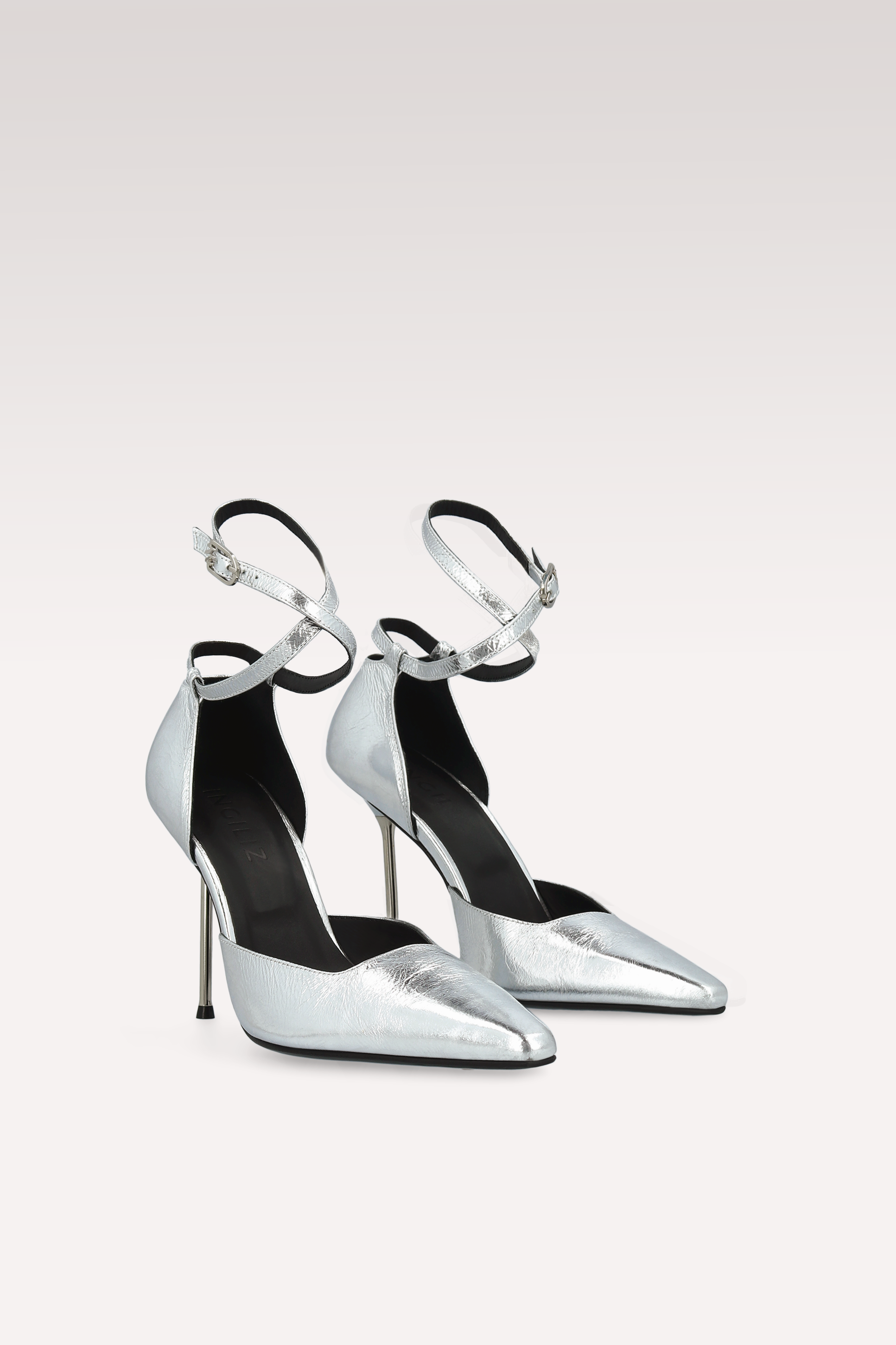 STAR SILVER METALLIC WRINKLED LEATHER PUMPS