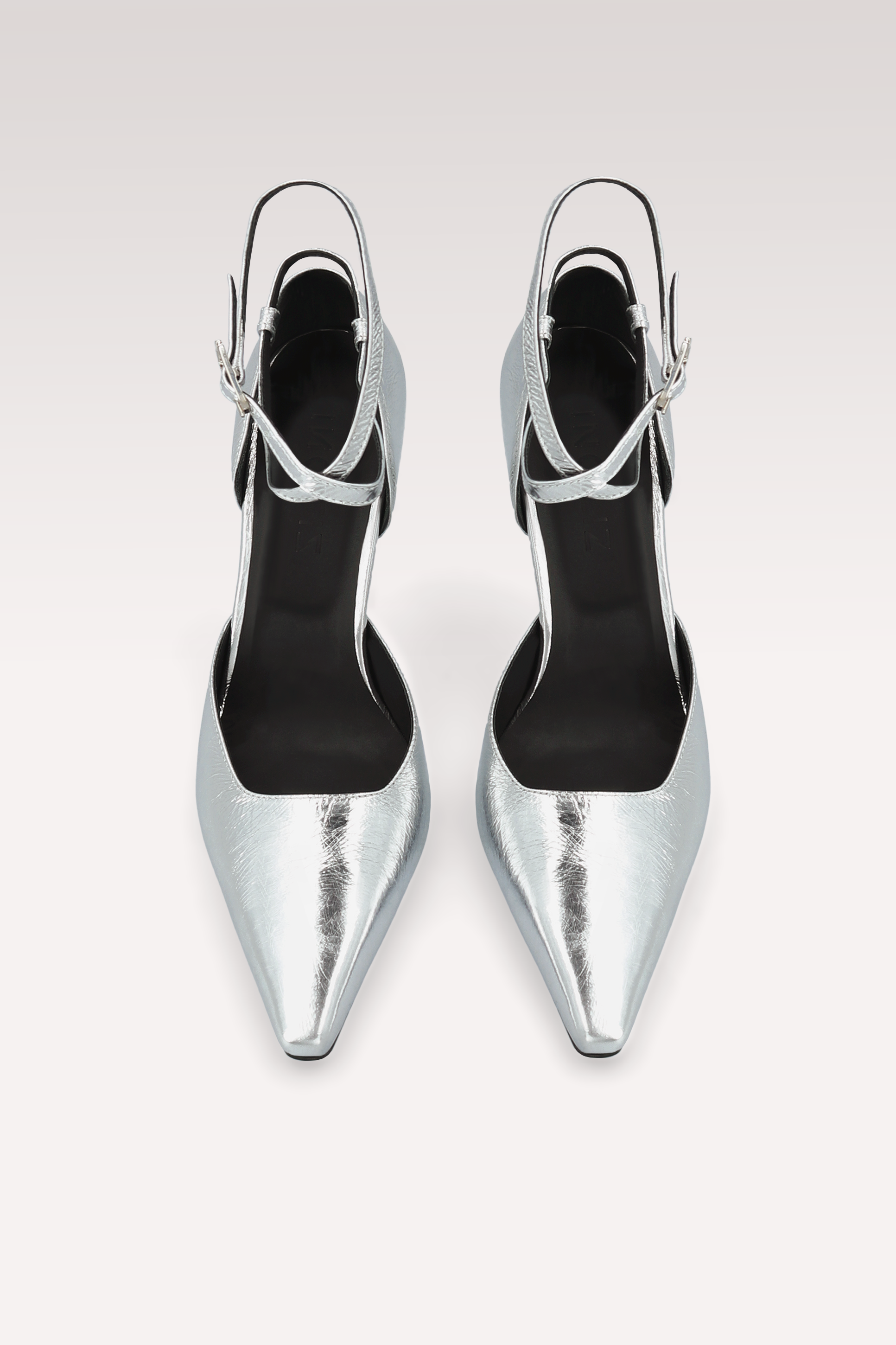 STAR SILVER METALLIC WRINKLED LEATHER PUMPS