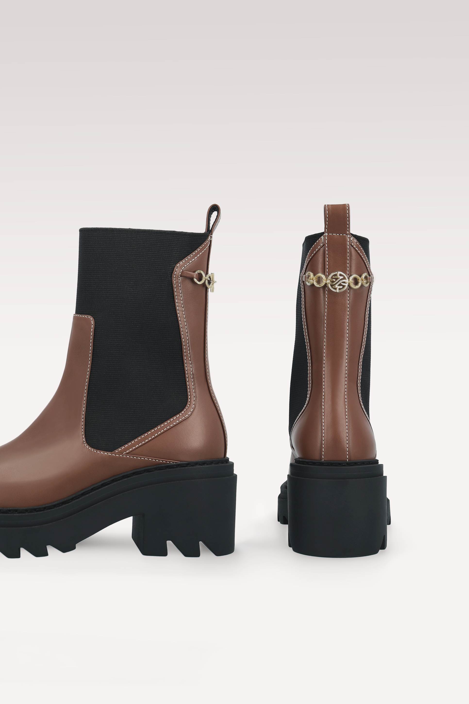 VERA CHESTNUT NAPPA LEATHER ANKLE BOOTS