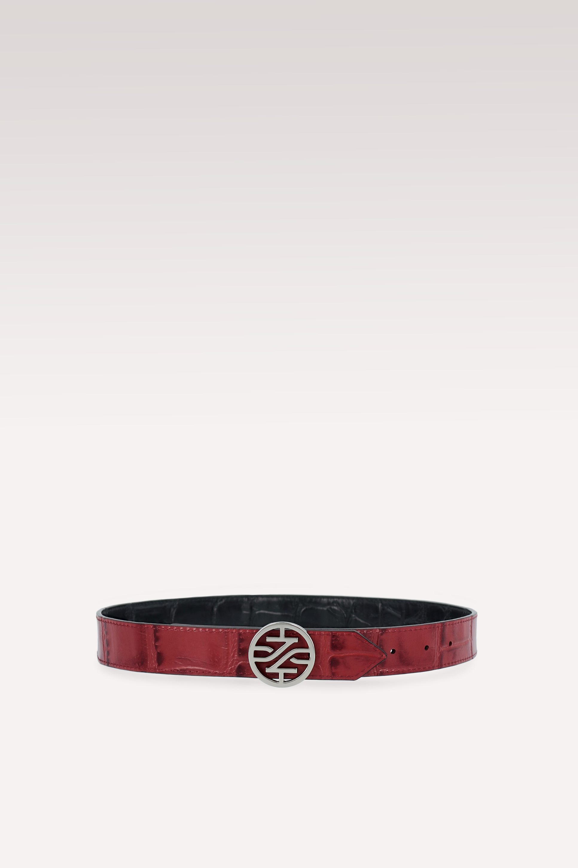 KEIRA 2 CHERRY NAPPA LEATHER AND CHERRY COCCO EMBOSSED LEATHER BELT