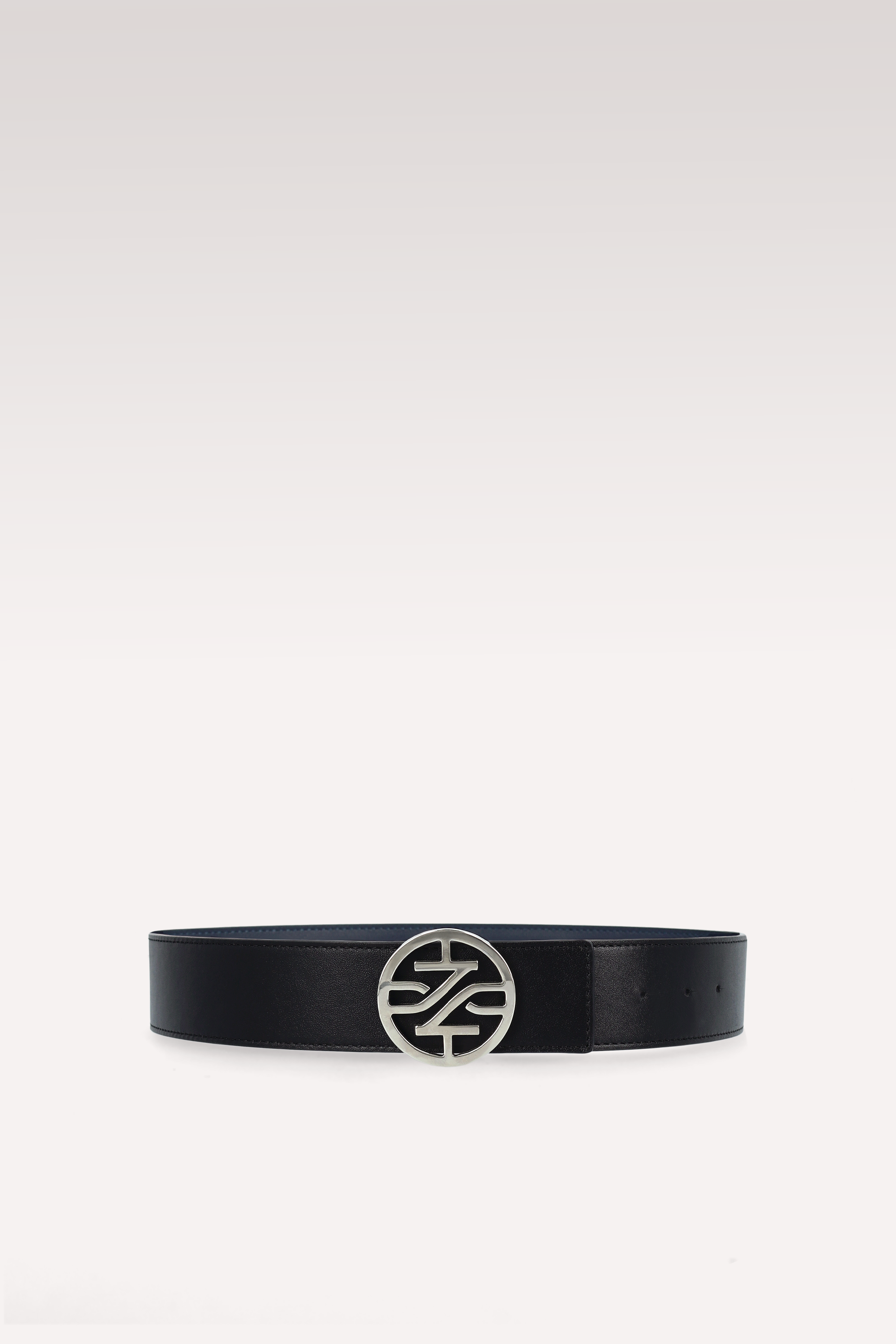 KENNIE BLUE NAPPA LEATHER AND BLACK NAPPA LEATHER/ NICKEL BELT