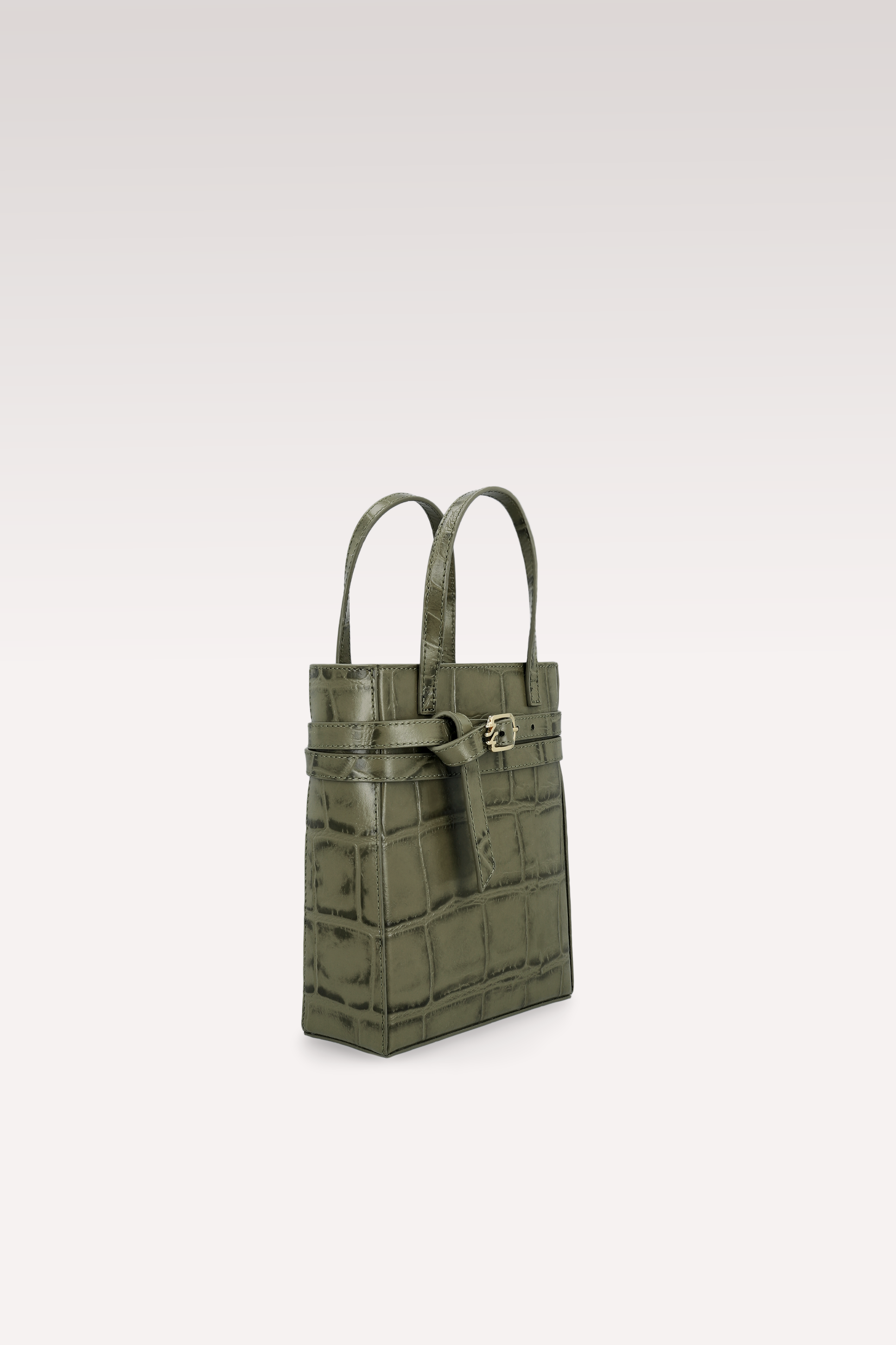 CARRIE OLIVE COCCO EMBOSSED LEATHER CROSSBODY BAG