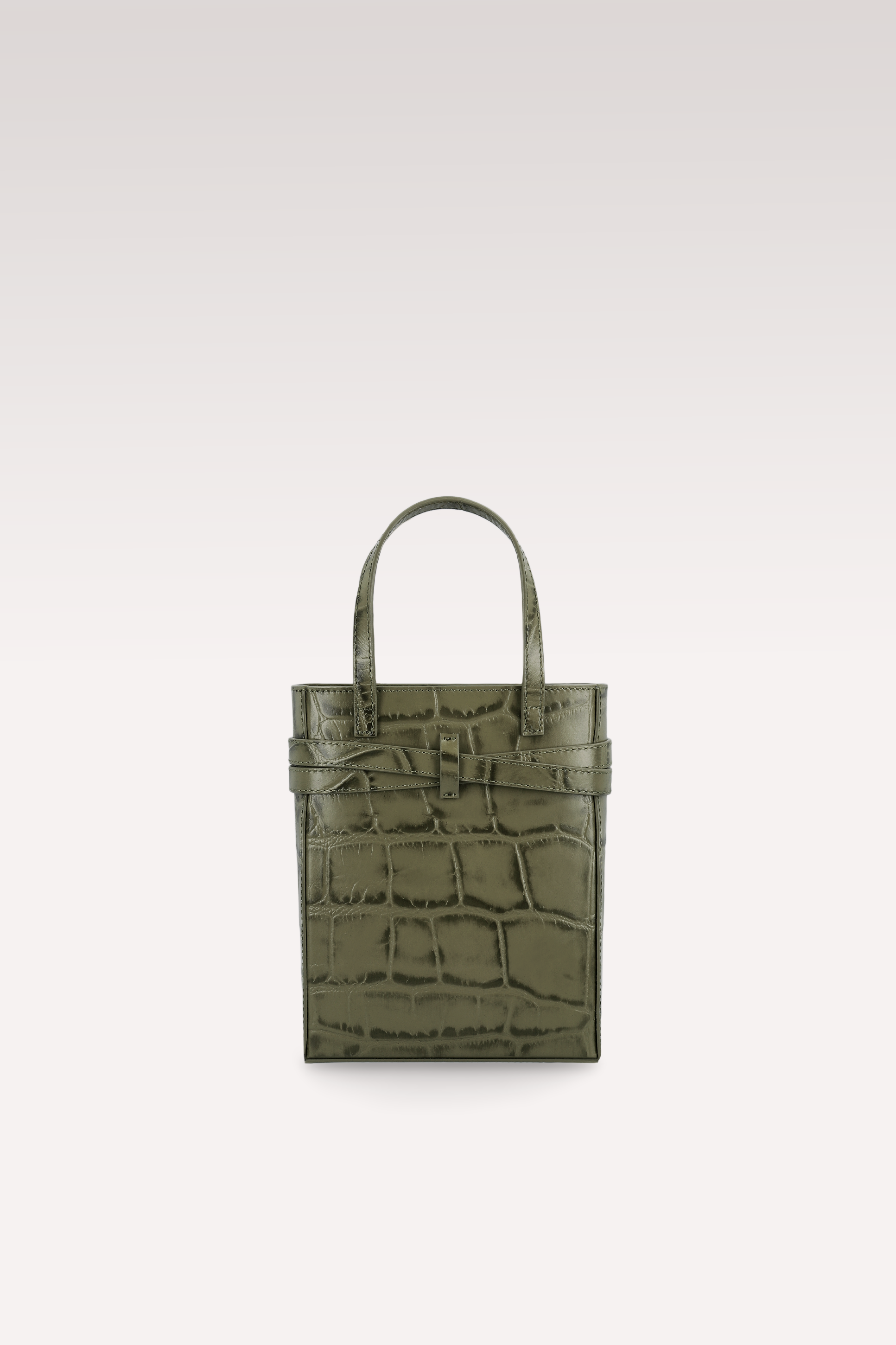 CARRIE OLIVE COCCO EMBOSSED LEATHER CROSSBODY BAG