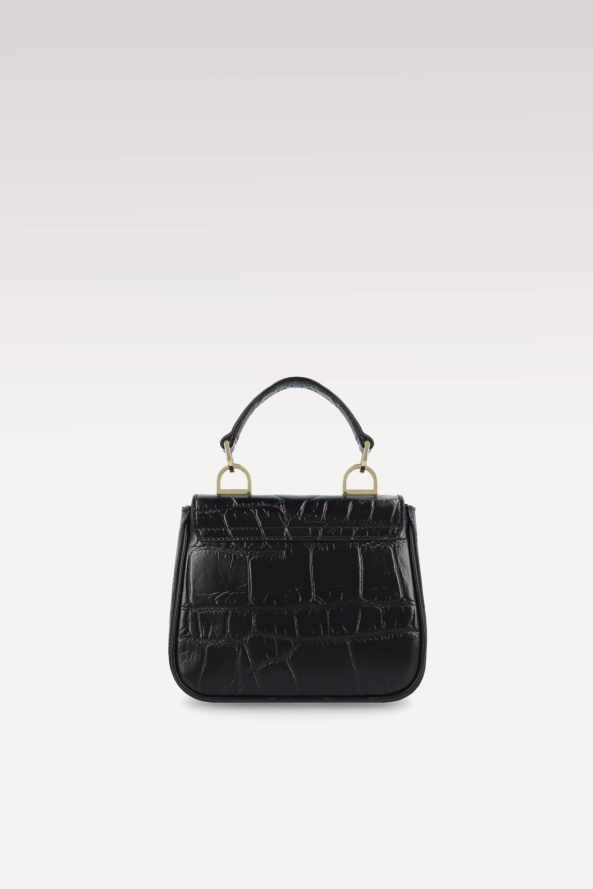 MILLY BLACK COCCO EMBOSSED LEATHER MINI BAG