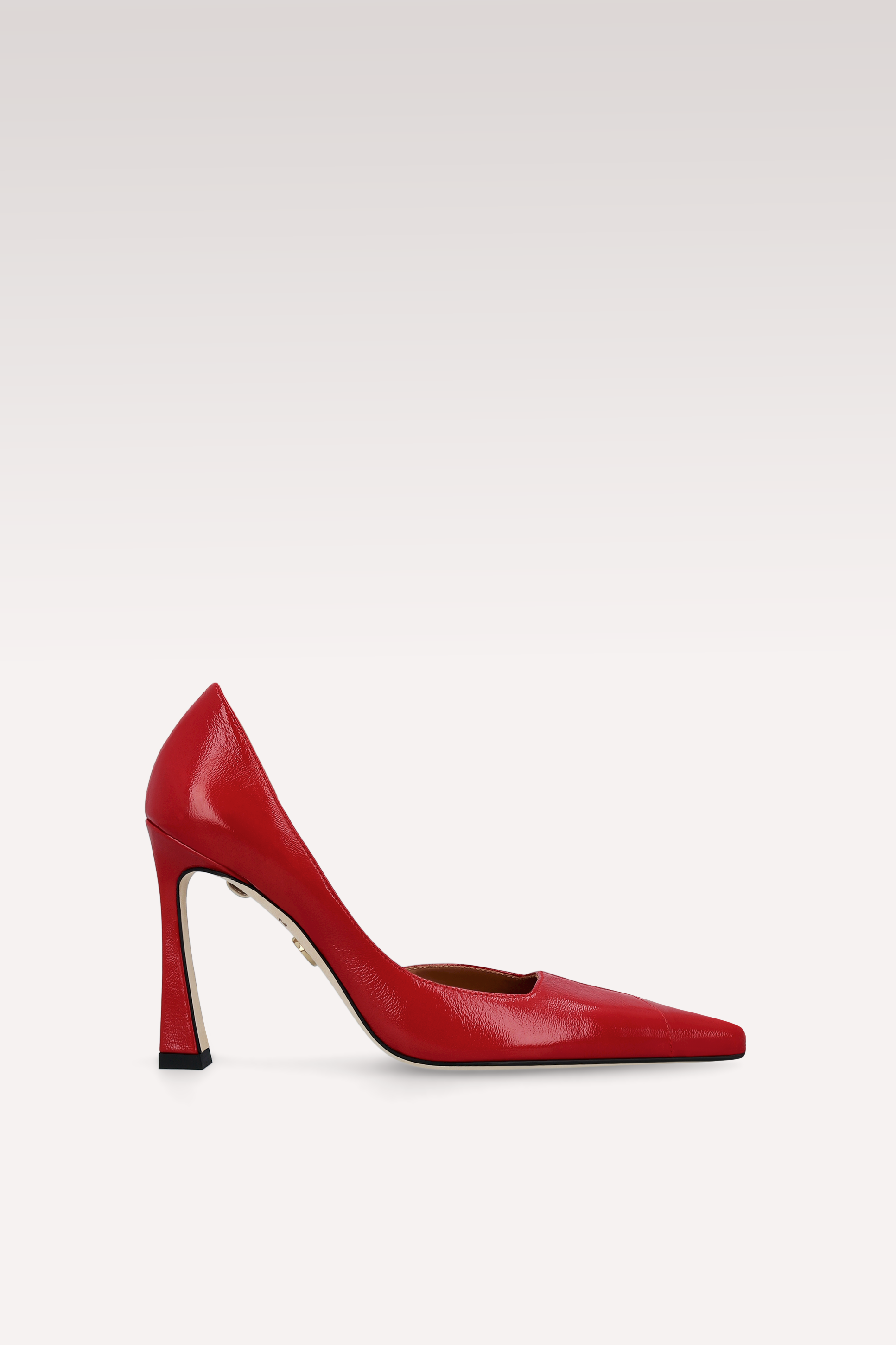 Red high-heeled shoe on a white background
