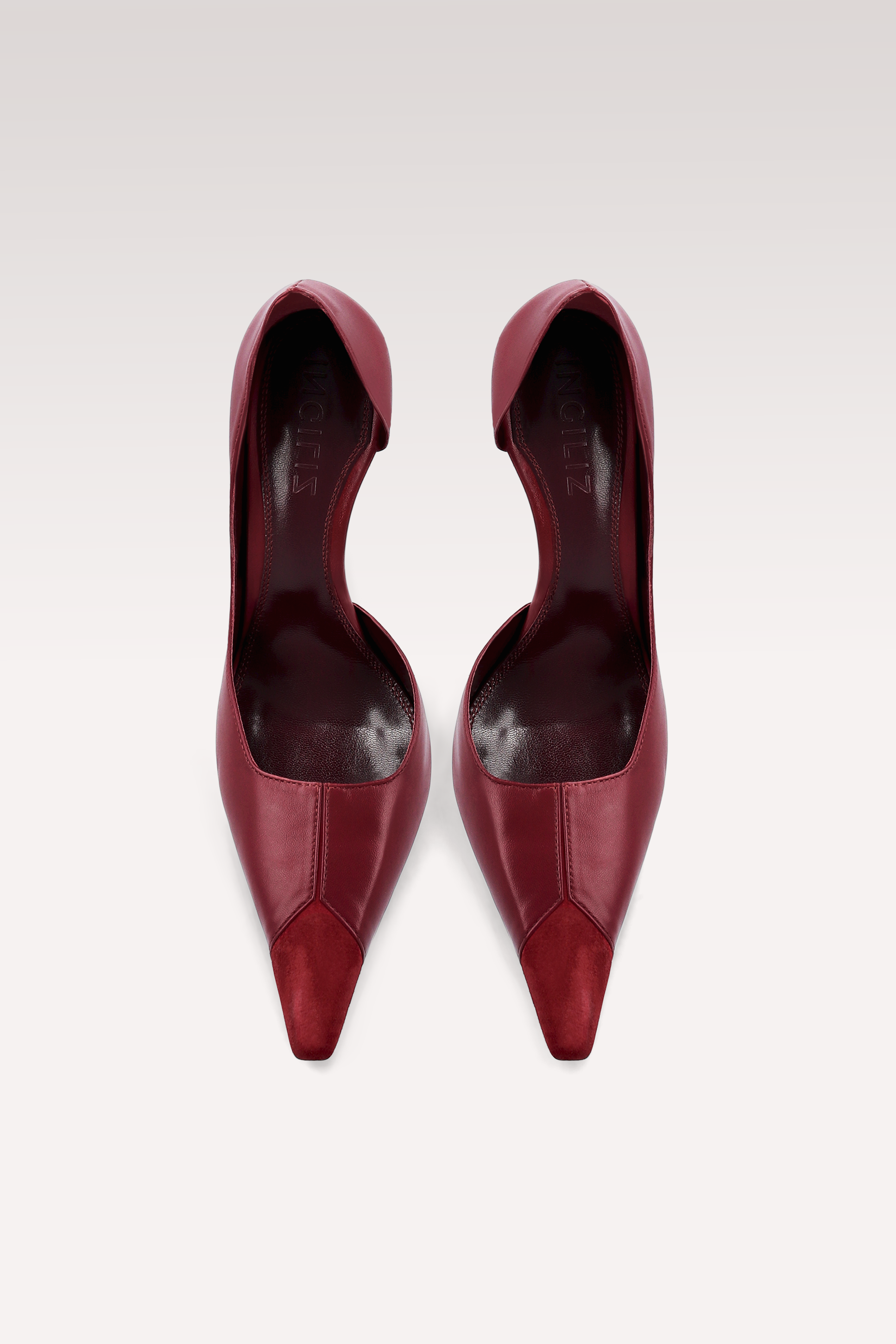 VESPER BORDEAUX LEATHER PUMPS AND DALIA CHERRY COCCO EMBOSSED LEATHER SHOULDER BAG