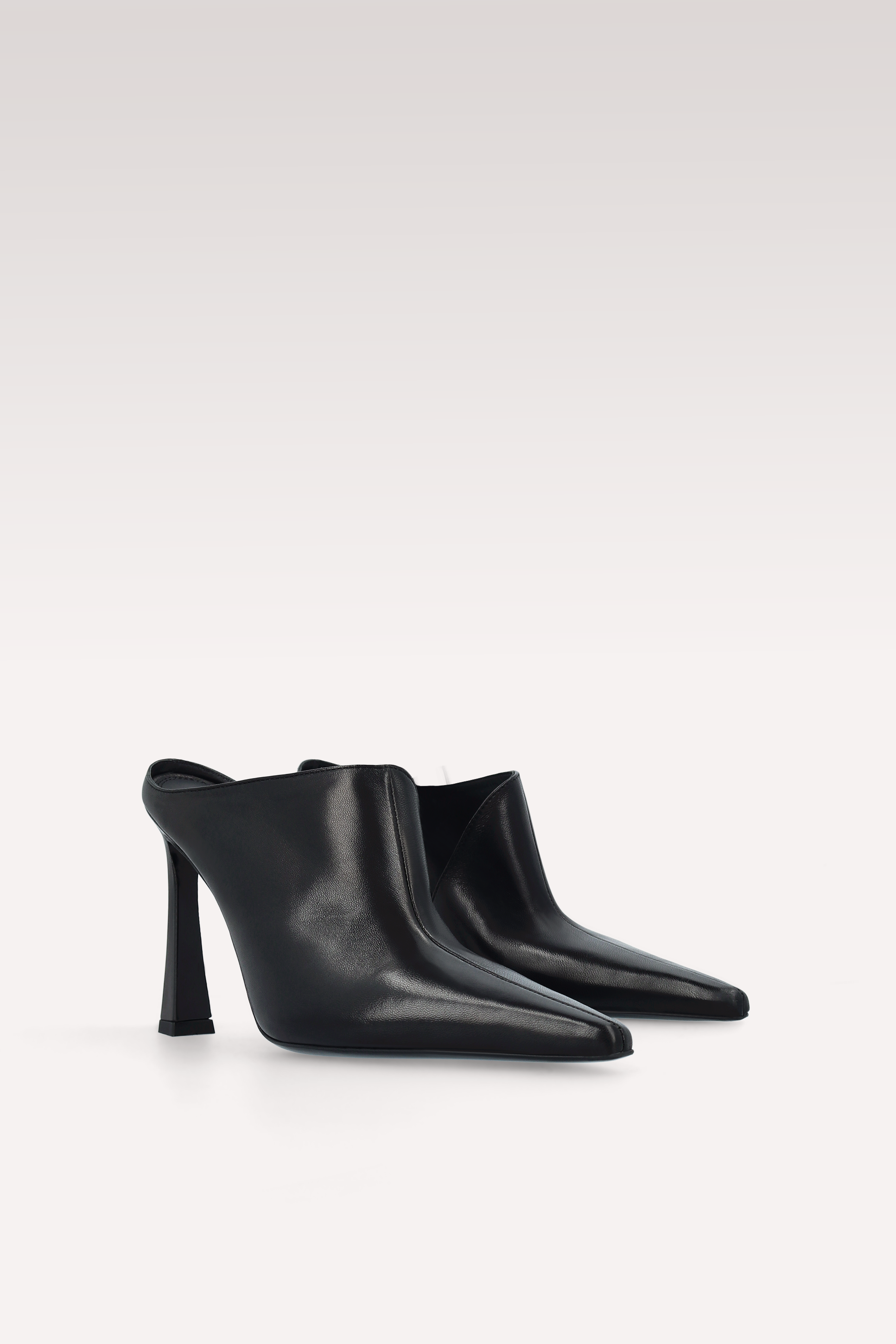 VEIL BLACK LEATHER MULES
