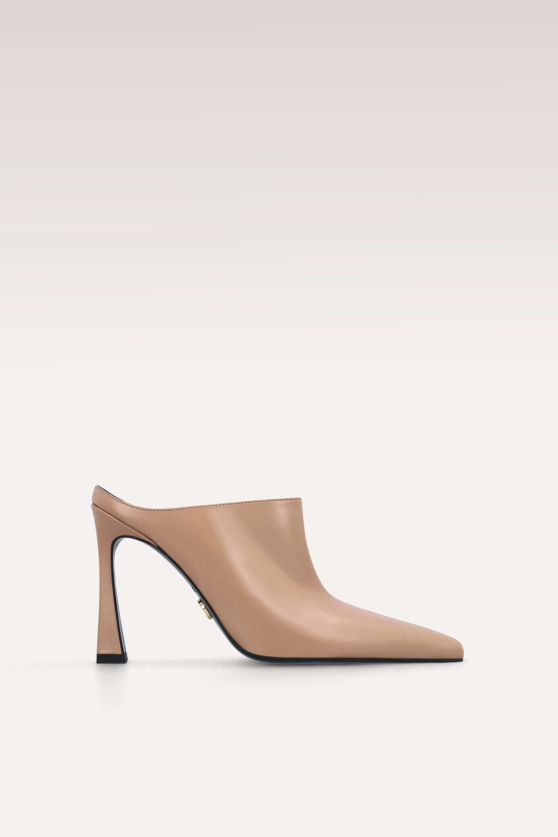 VEIL MOCHA MOUSSE AND BLACK LEATHER MULES