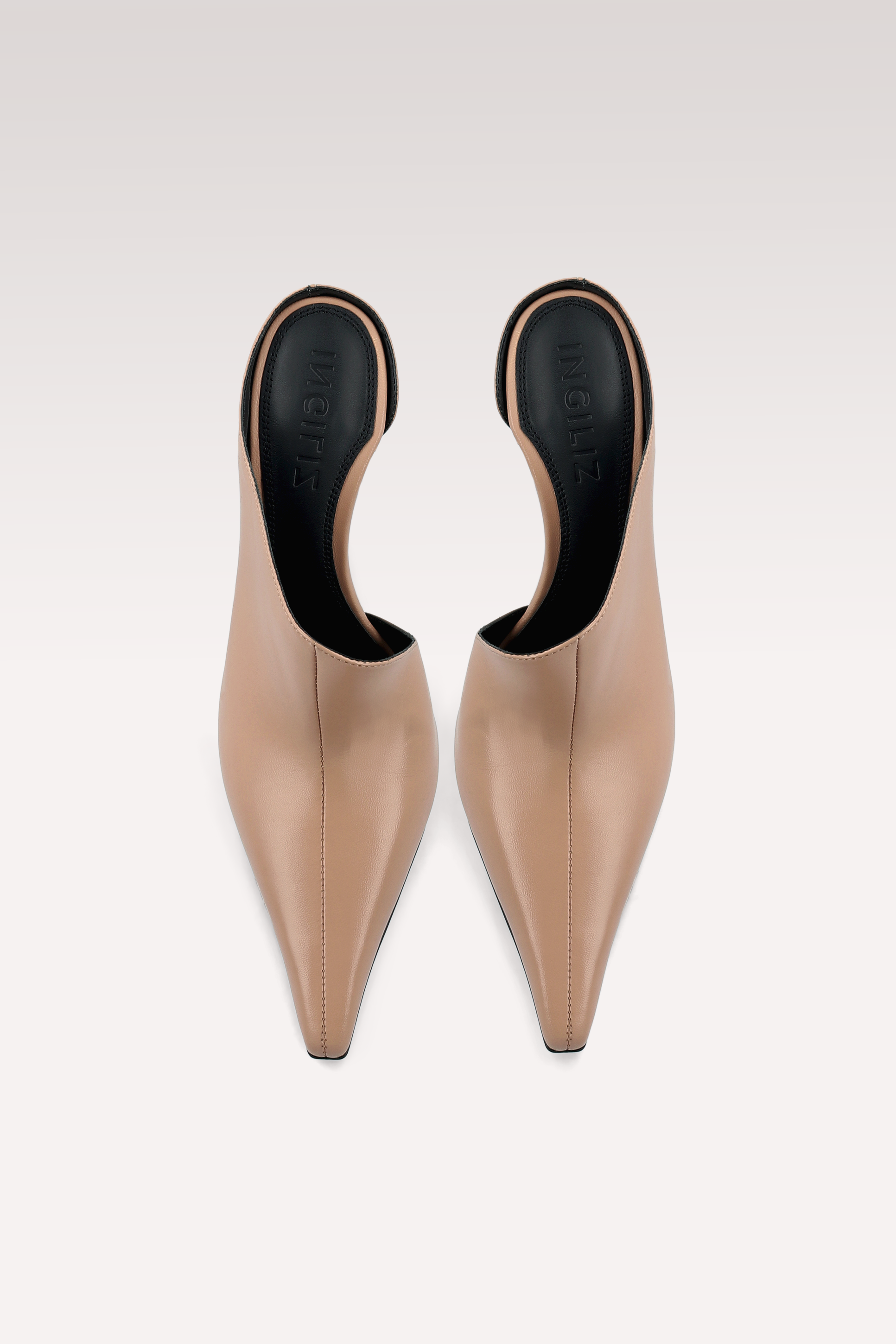 VEIL MOCHA MOUSSE AND BLACK LEATHER MULES