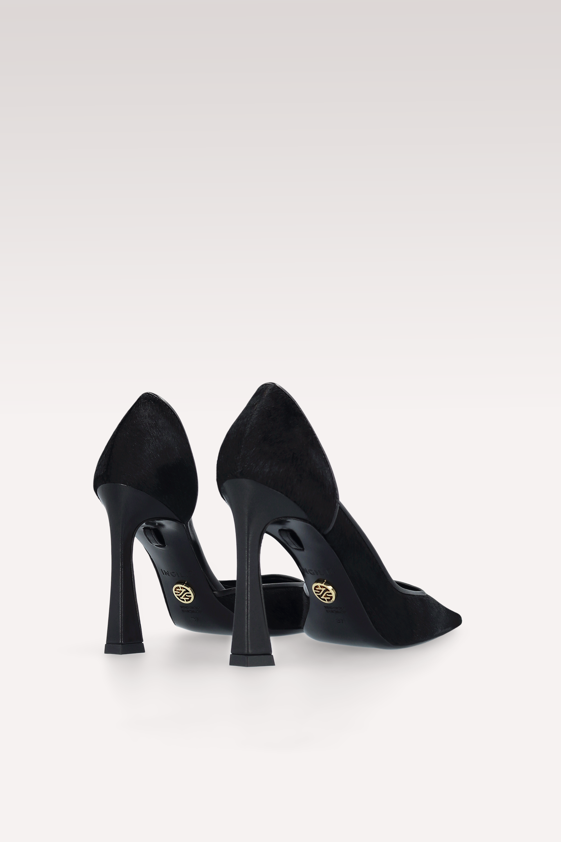 VERTEX BLACK CALF HAIR LEATHER PUMPS