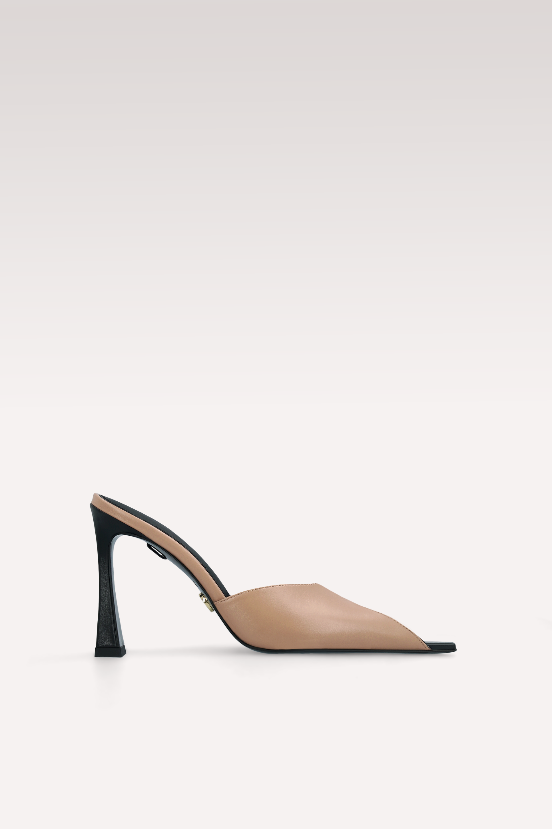 VIPER NUDE AND BLACK LEATHER MULES