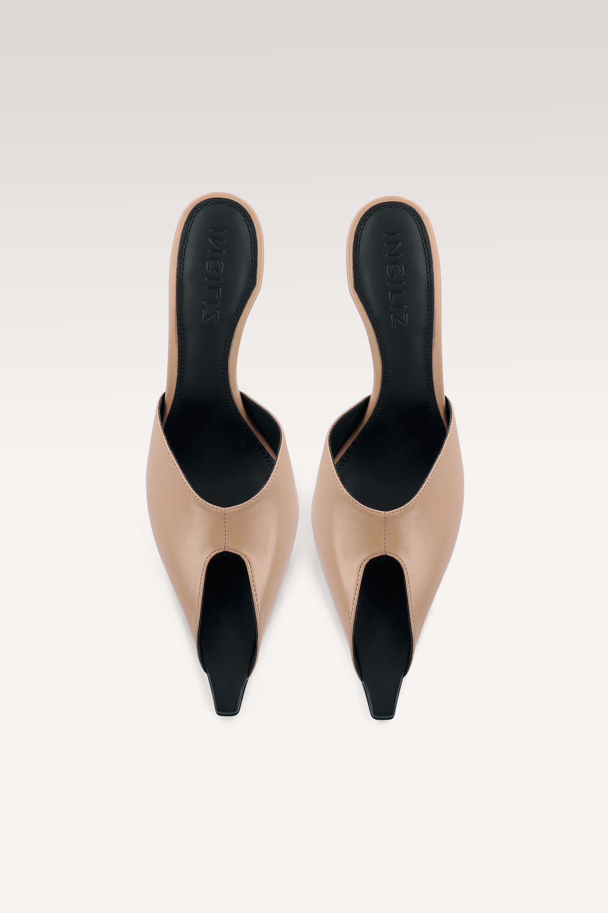 VIPER NUDE AND BLACK LEATHER MULES