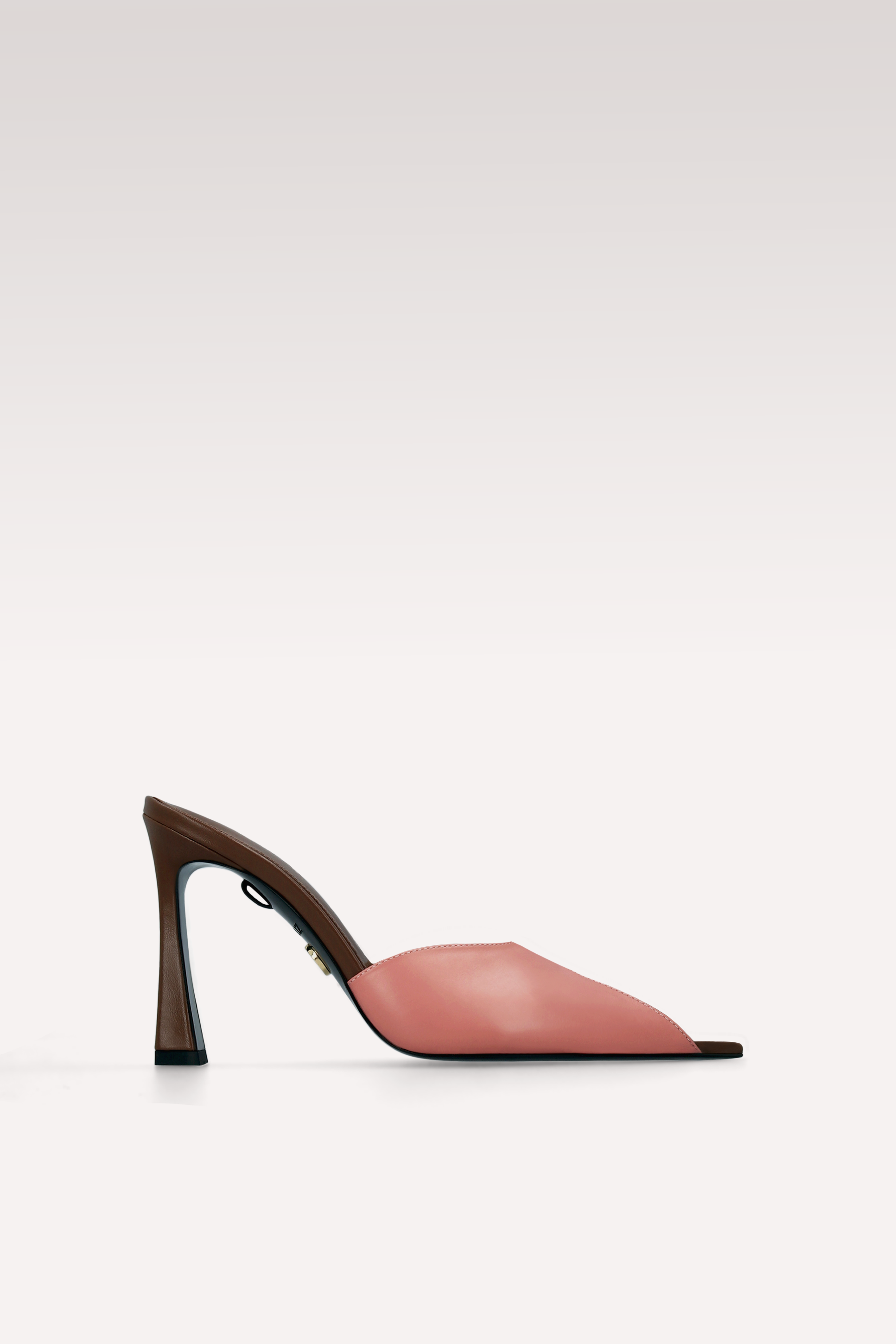 VIPER DUSTY ROSE PINK AND CHOCOLATE BROWN LEATHER MULES