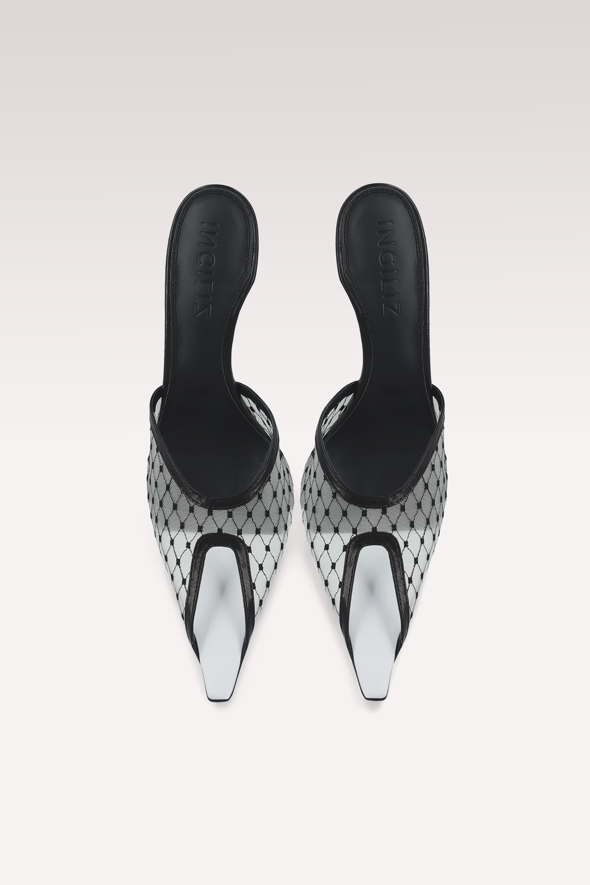 VELLORA MULE IN PELLE BIANCA E NERA E MESH