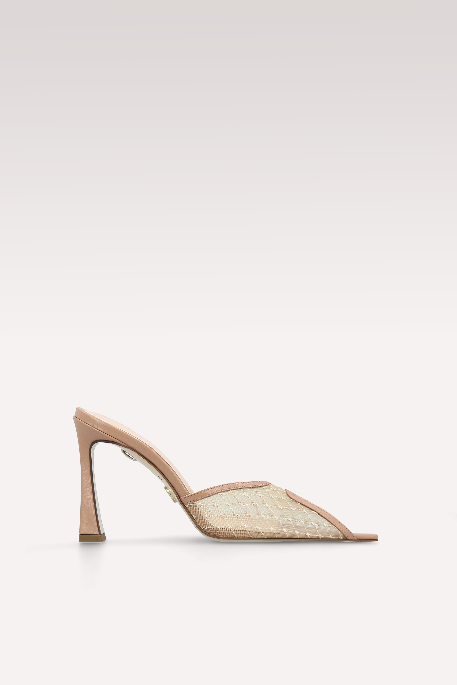 VELLORA BEIGE LEATHER AND MESH MULES