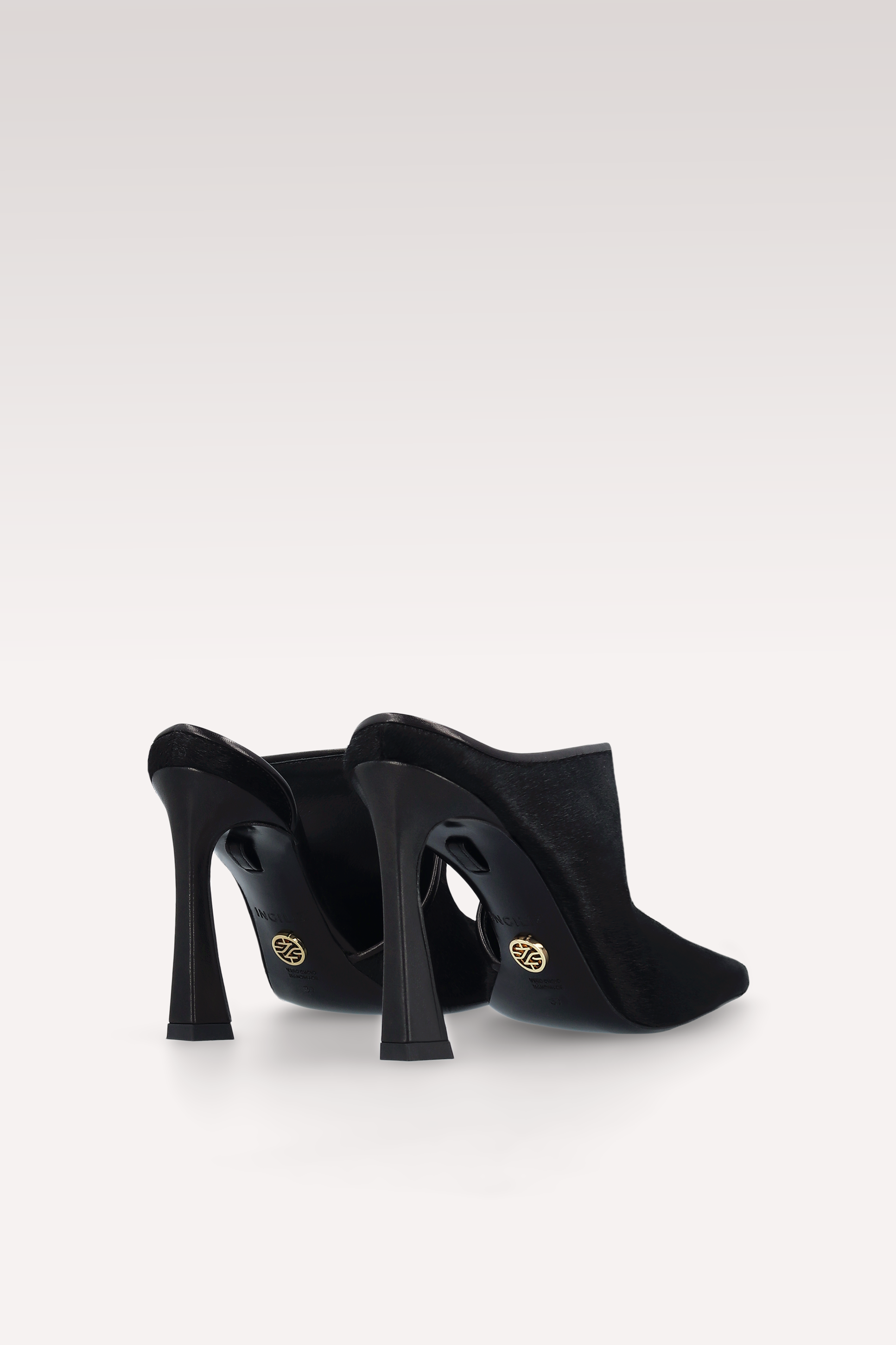 VALE BLACK CALF HAIR LEATHER MULES