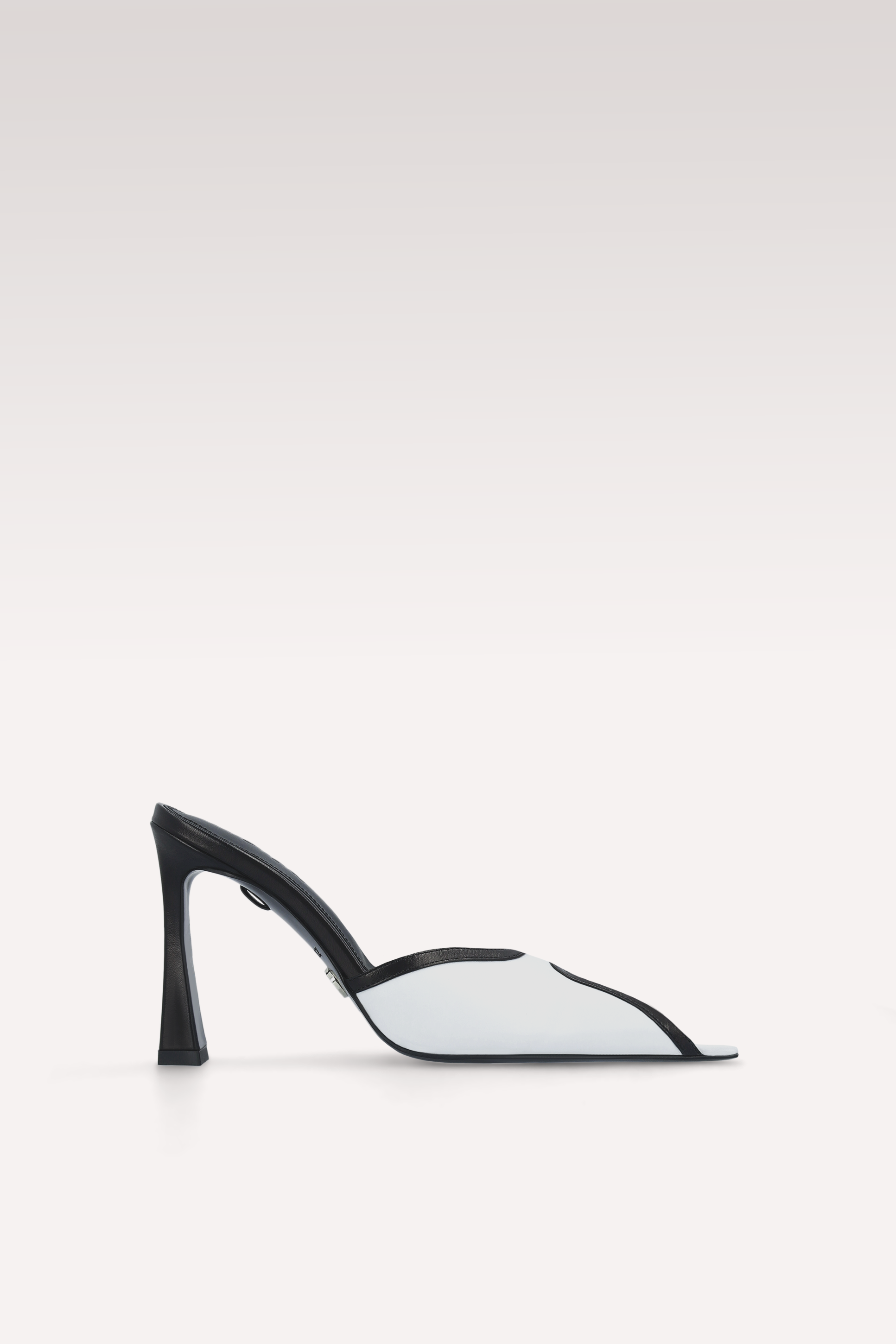 VELLORA BLACK AND WHITE LEATHER MULES
