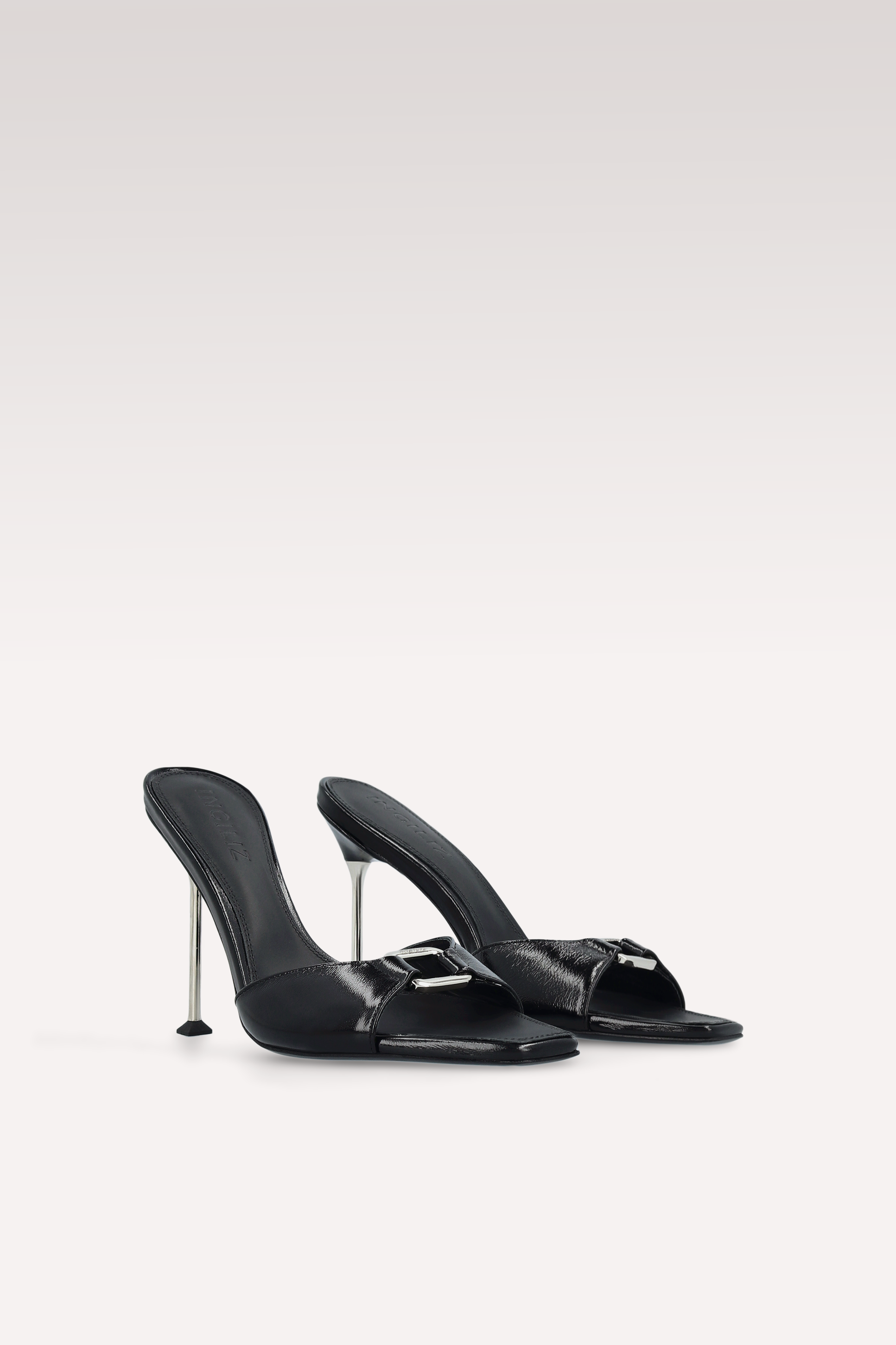 STARDUST BLACK CREASED SHINY LEATHER SANDALS