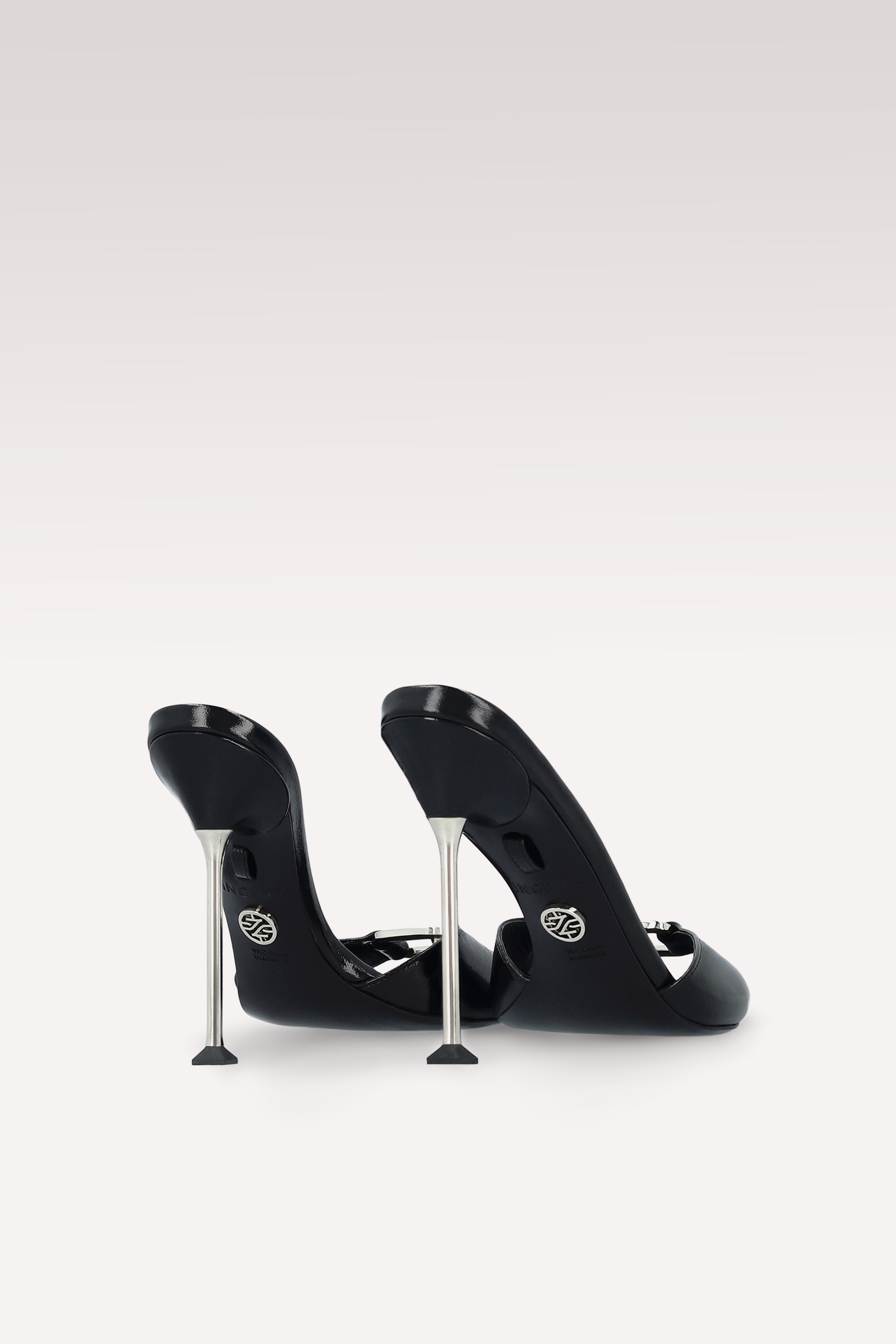 STARDUST BLACK CREASED SHINY LEATHER SANDALS