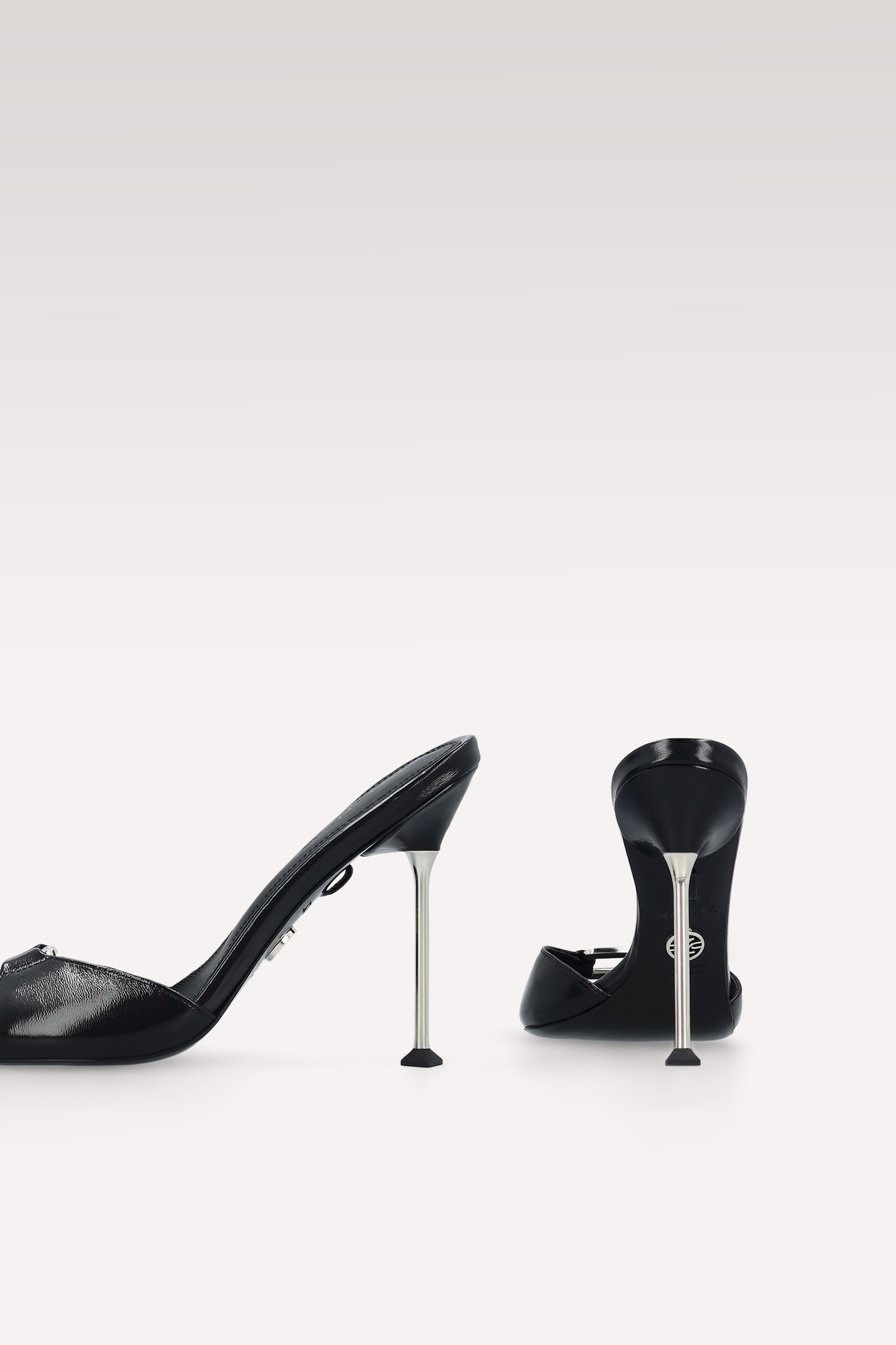 STARDUST BLACK CREASED SHINY LEATHER SANDALS