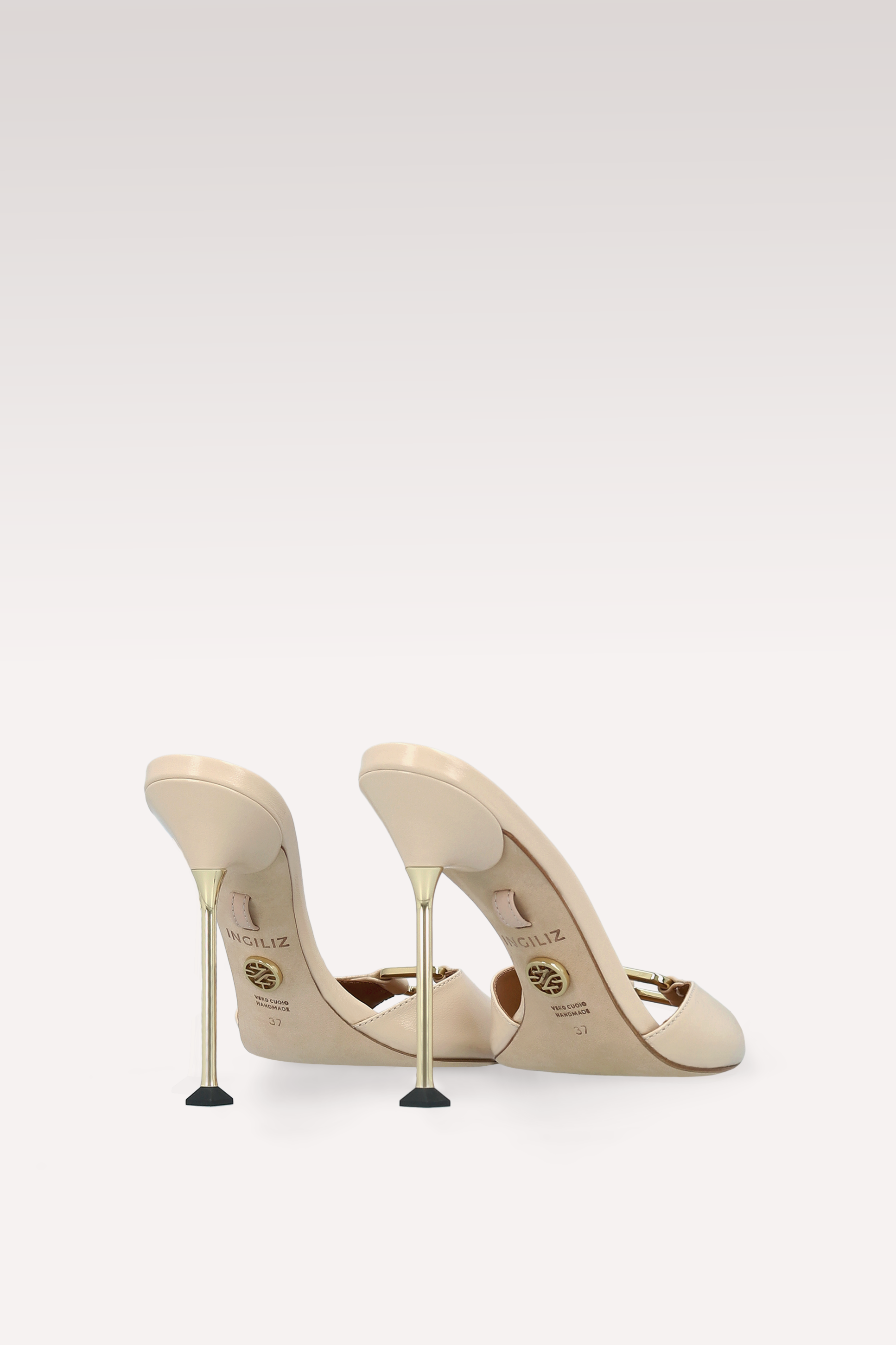 STARDUST BEIGE CREASED SHINY LEATHER SANDALS