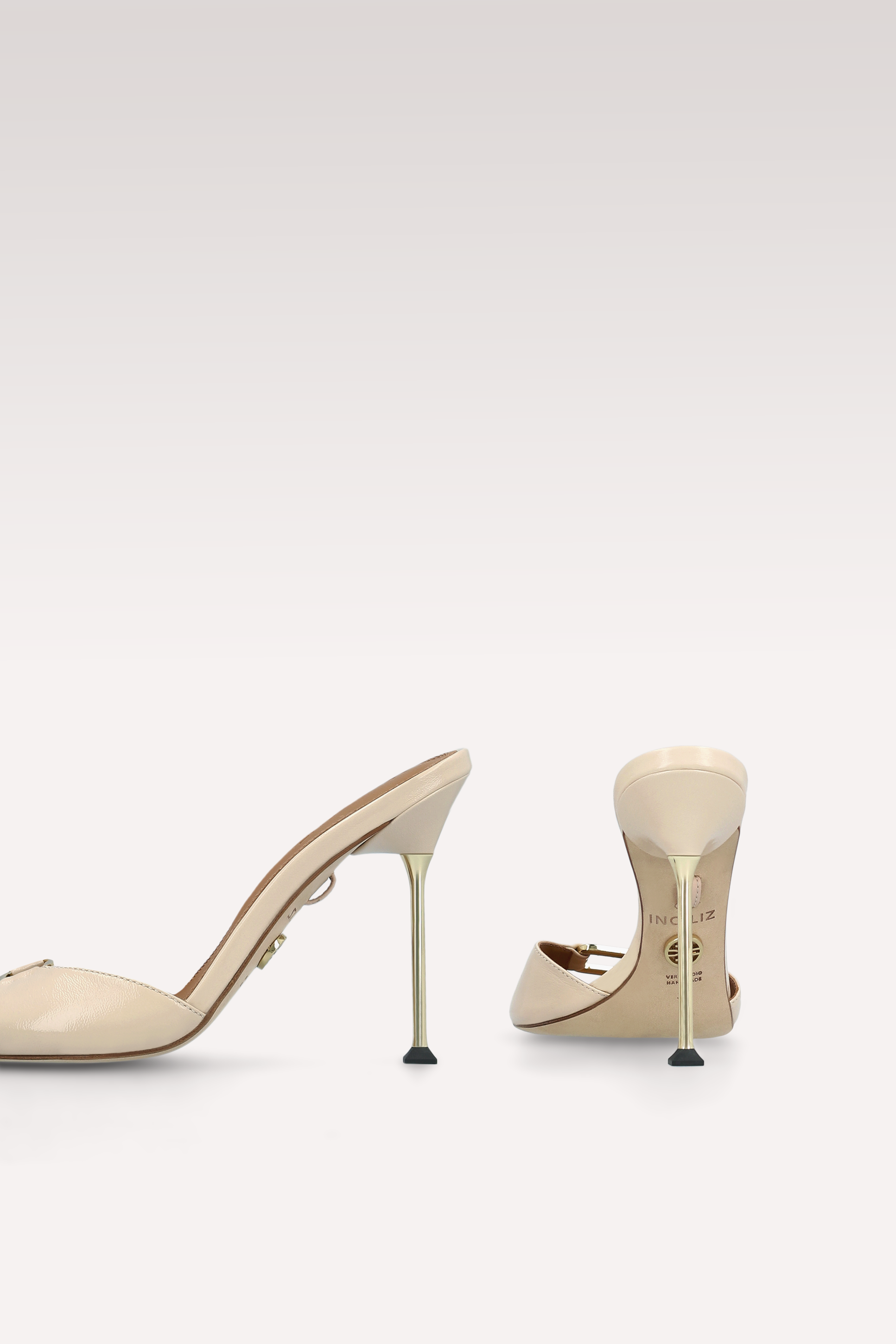 STARDUST BEIGE CREASED SHINY LEATHER SANDALS