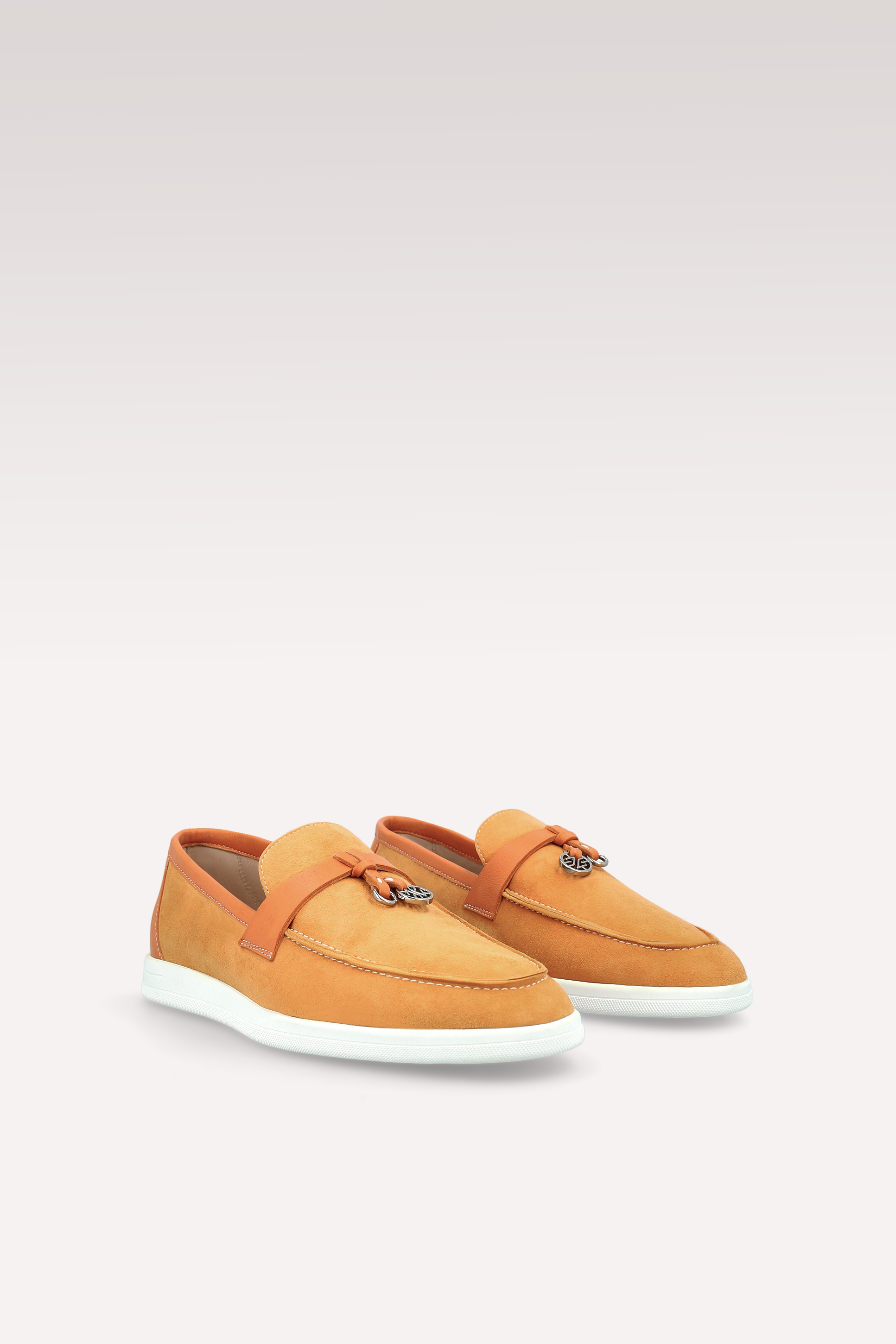 PRIVE ORANGE SUEDE AND LEATHER LOAFERS