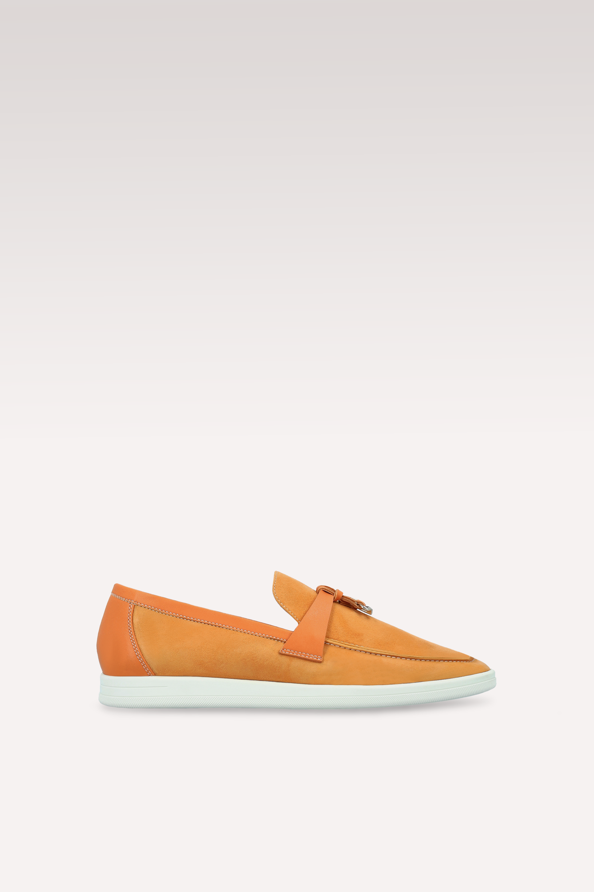 PRIVE ORANGE SUEDE AND LEATHER LOAFERS