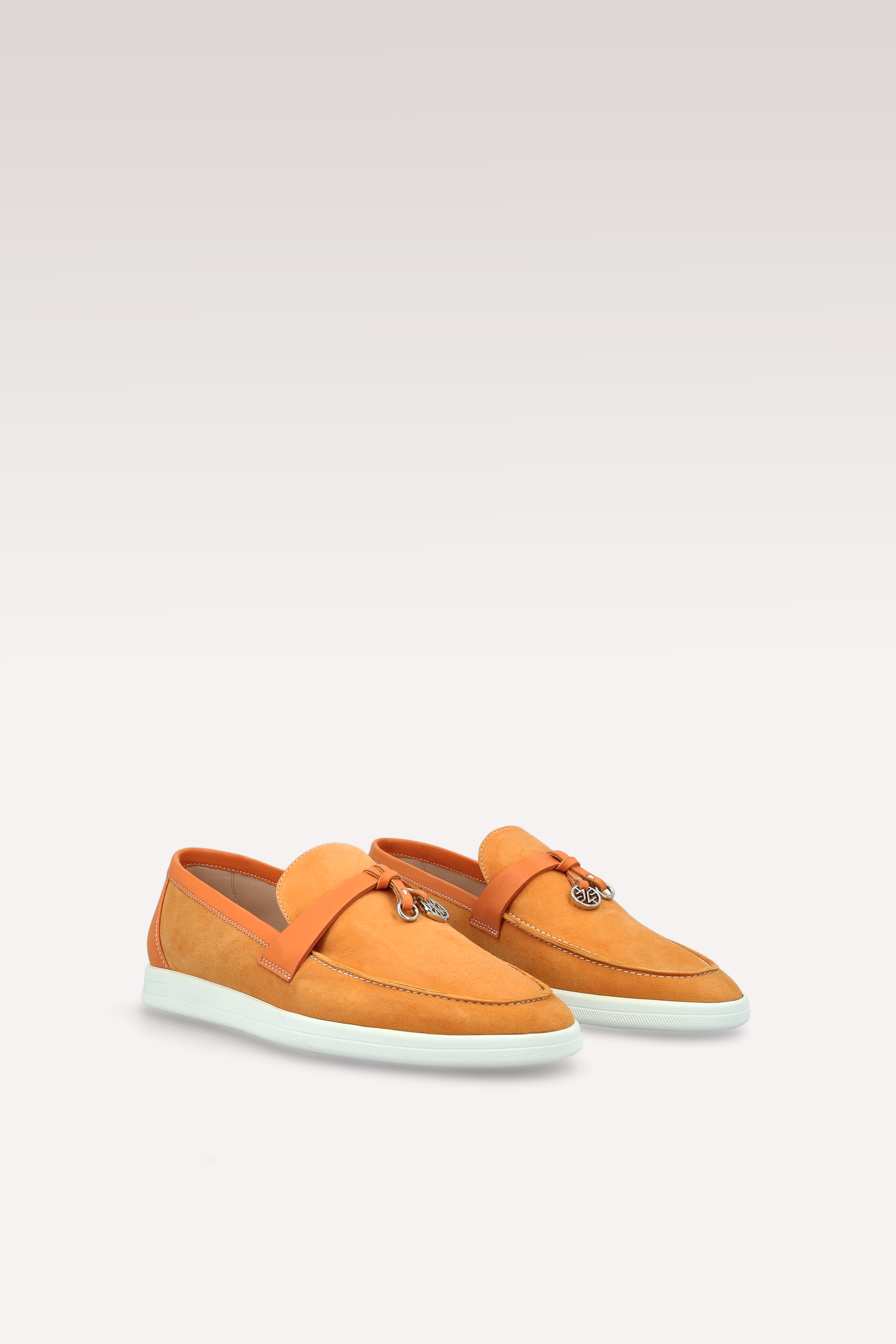 PRIVE ORANGE SUEDE AND LEATHER LOAFERS