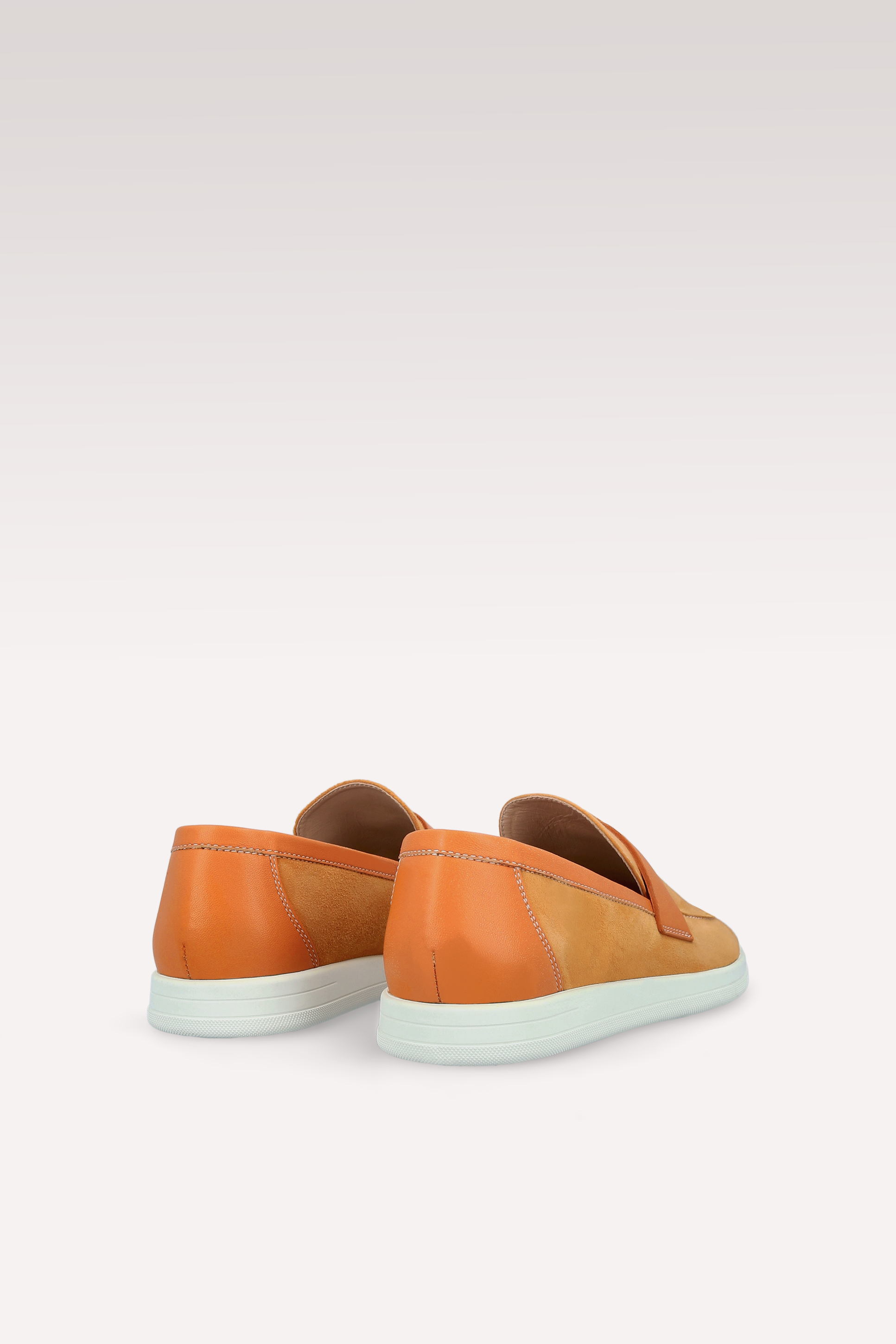 PRIVE ORANGE SUEDE AND LEATHER LOAFERS