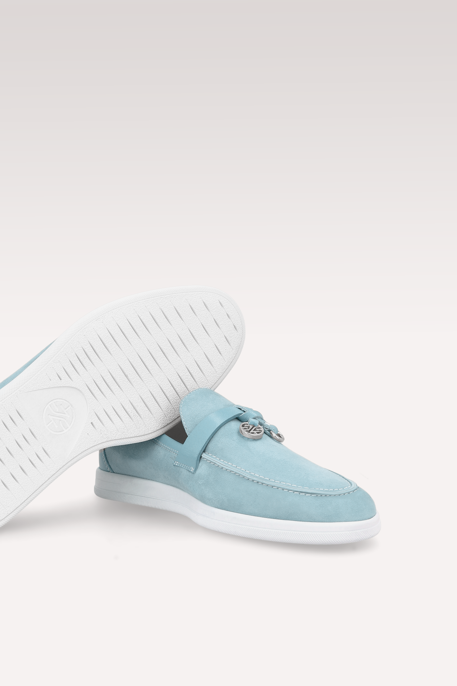 MOCASSINI PRIVE IN SUEDE E PELLE AZZURRI