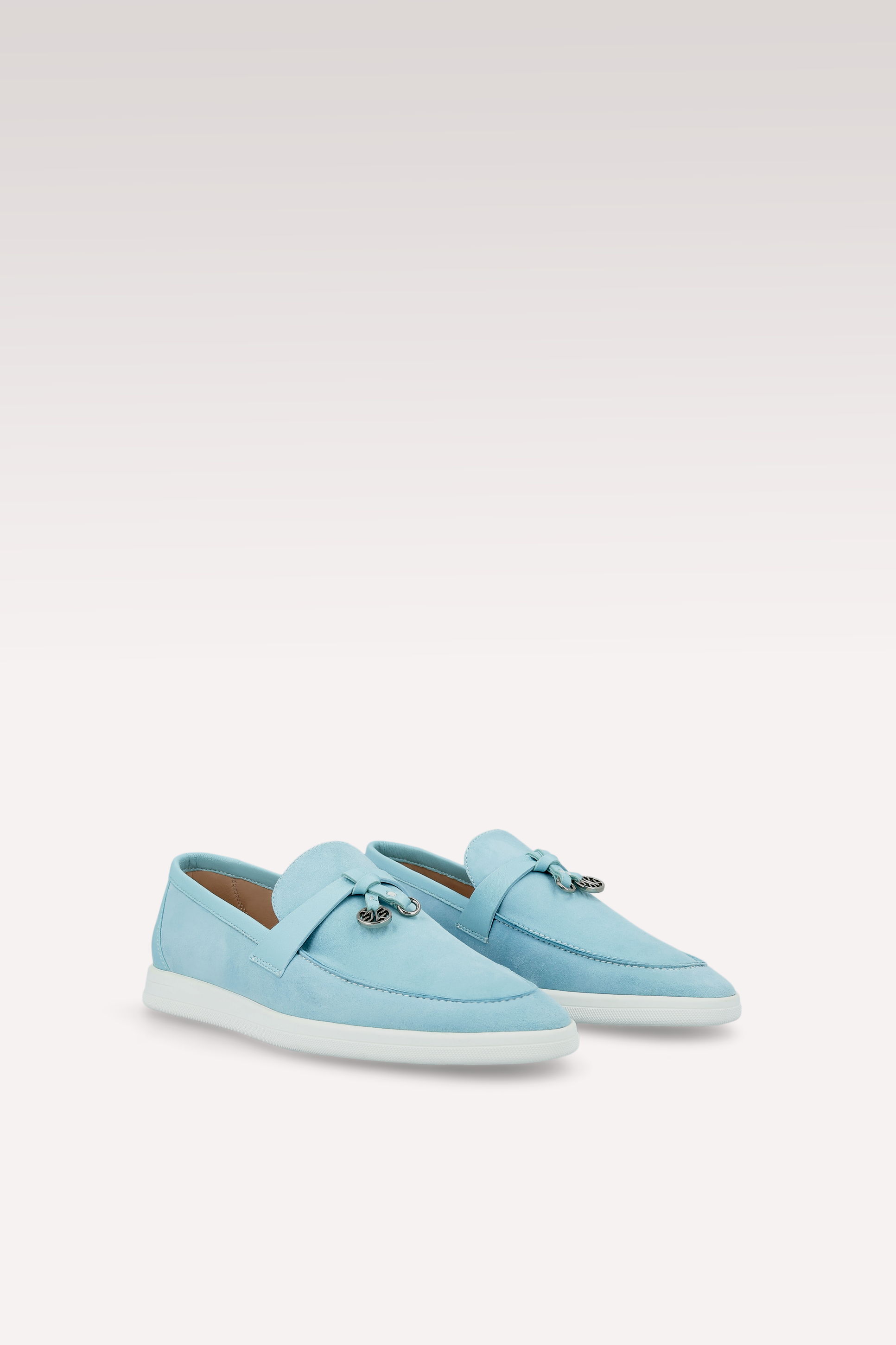 PRIVE SKY BLUE SUEDE AND LEATHER LOAFERS